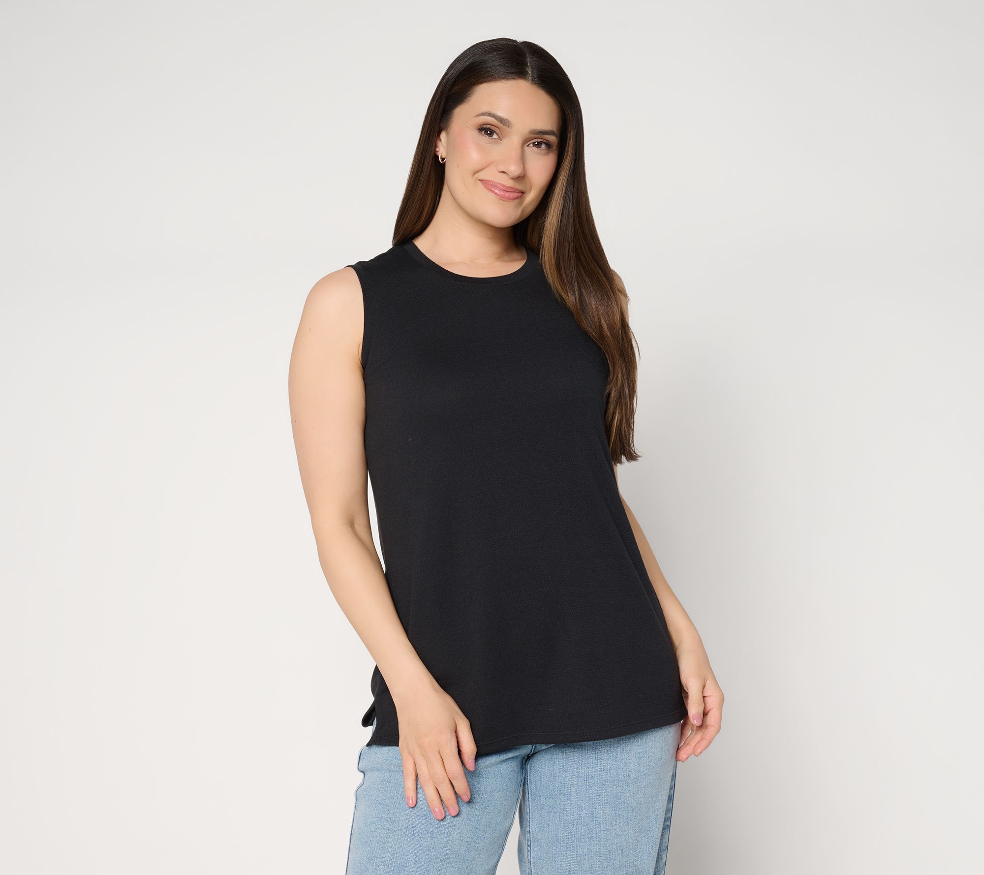 "As Is" Denim & Co. Essentials Textured Knit Round Neck Tank Top