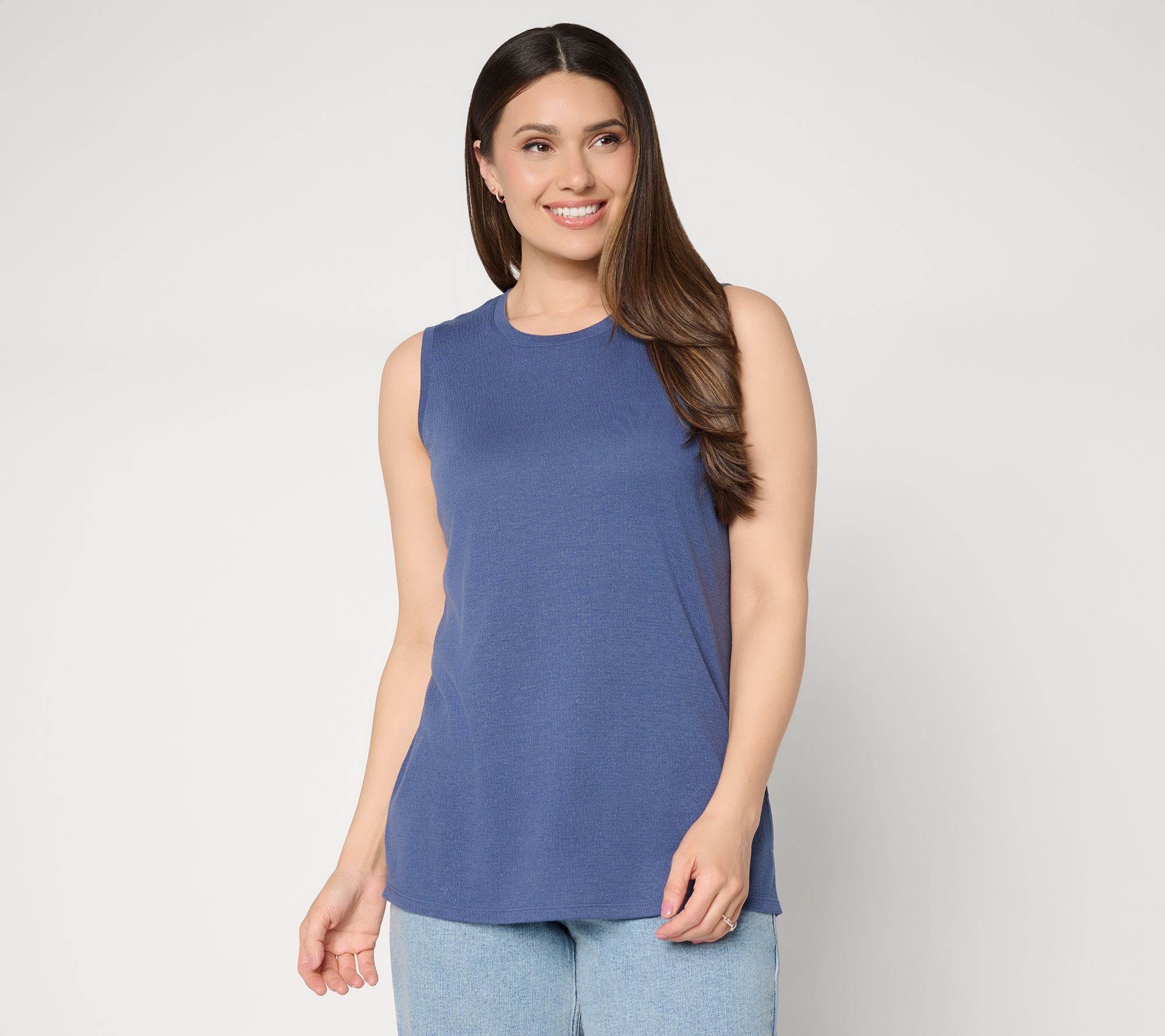 "As Is" Denim & Co. Essentials Textured Knit Round Neck Tank Top