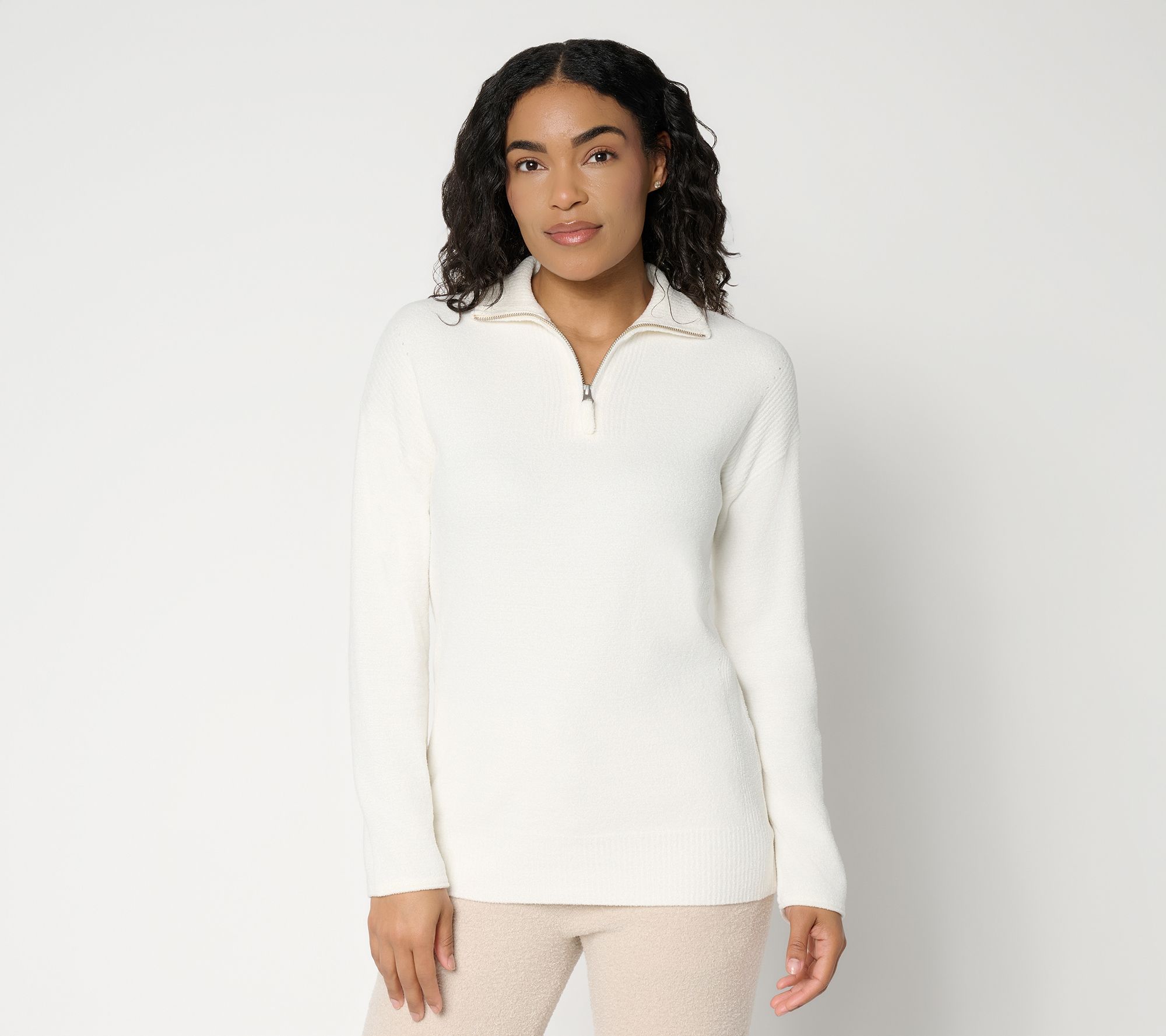 "As Is" Barefoot Dreams CozyChic Ultra Lite Pointelle Half Zip Tunic