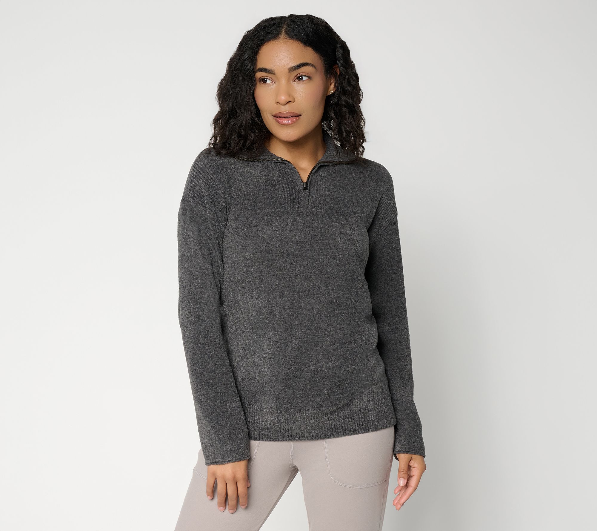 "As Is" Barefoot Dreams CozyChic Ultra Lite Pointelle Half Zip Tunic