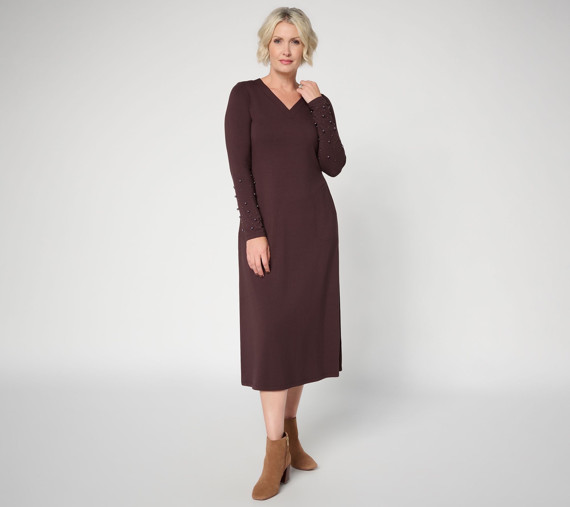  Belle by Kim Gravel Regular Pearly Trim Maxi Dress