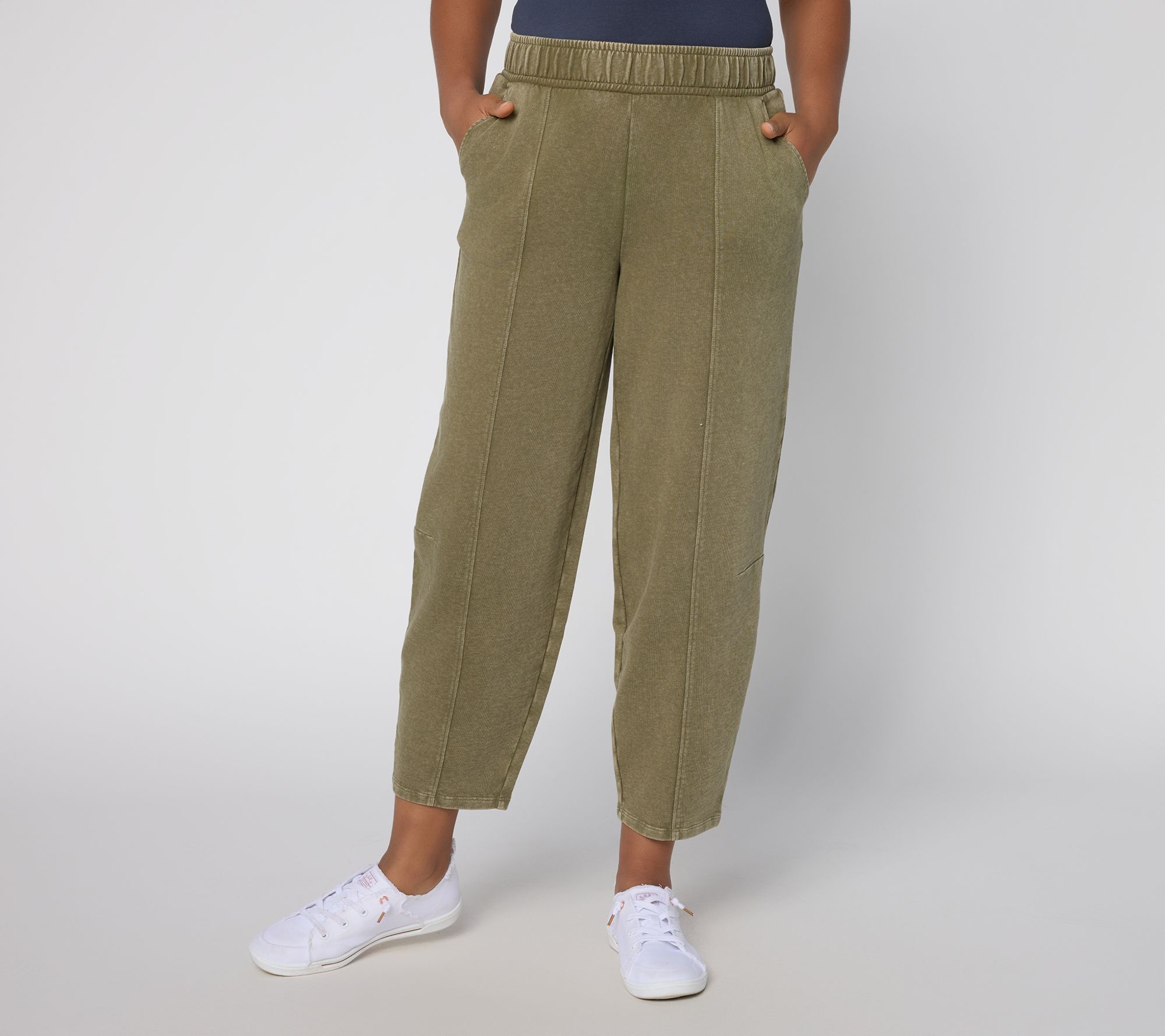 "As Is" AnyBody Tall Wash French Terry Barrel Ankle Pants