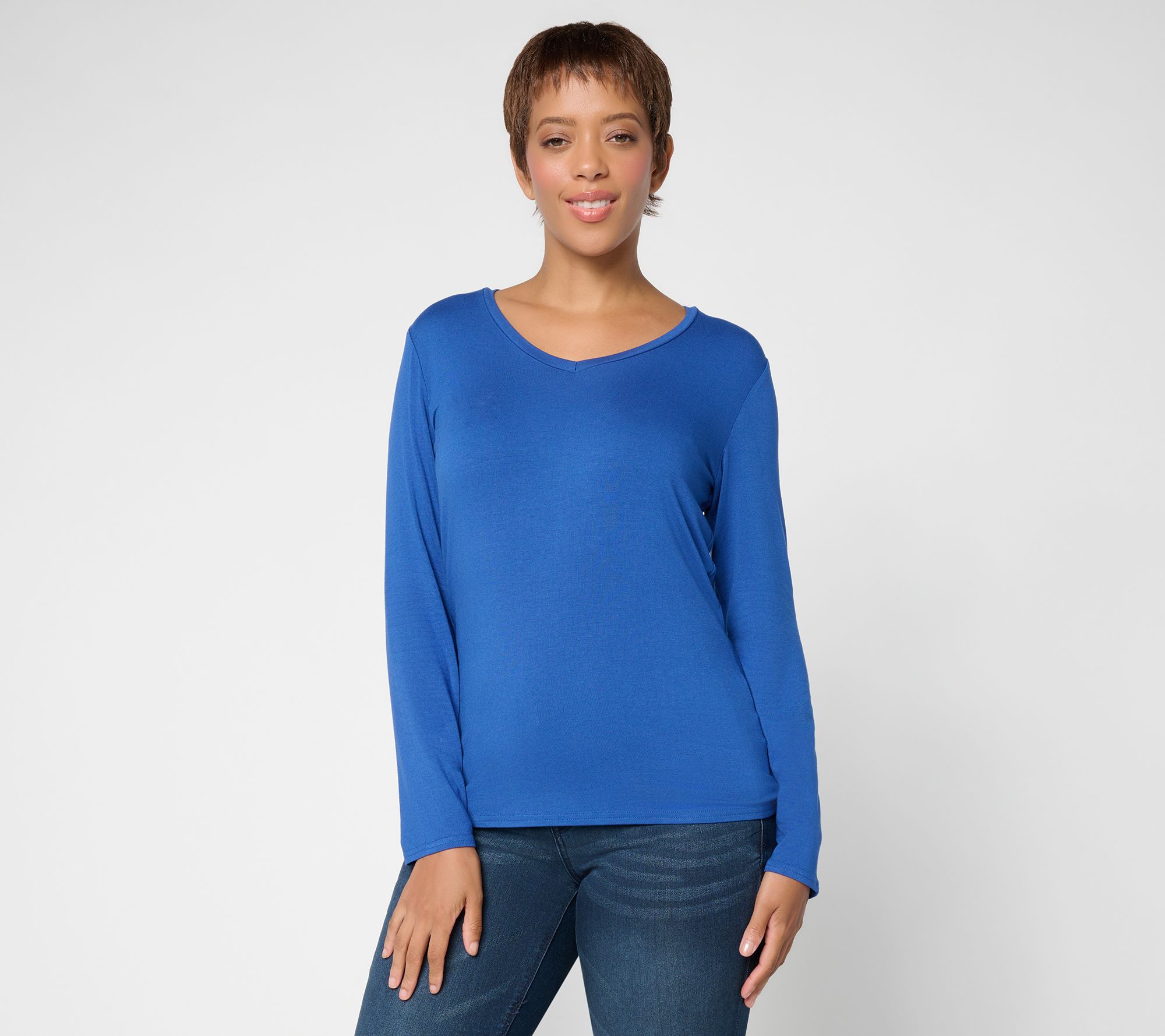 Felt Denim by Laurie Felt Bamboo Rayon V-Neck Long Sleeve Top