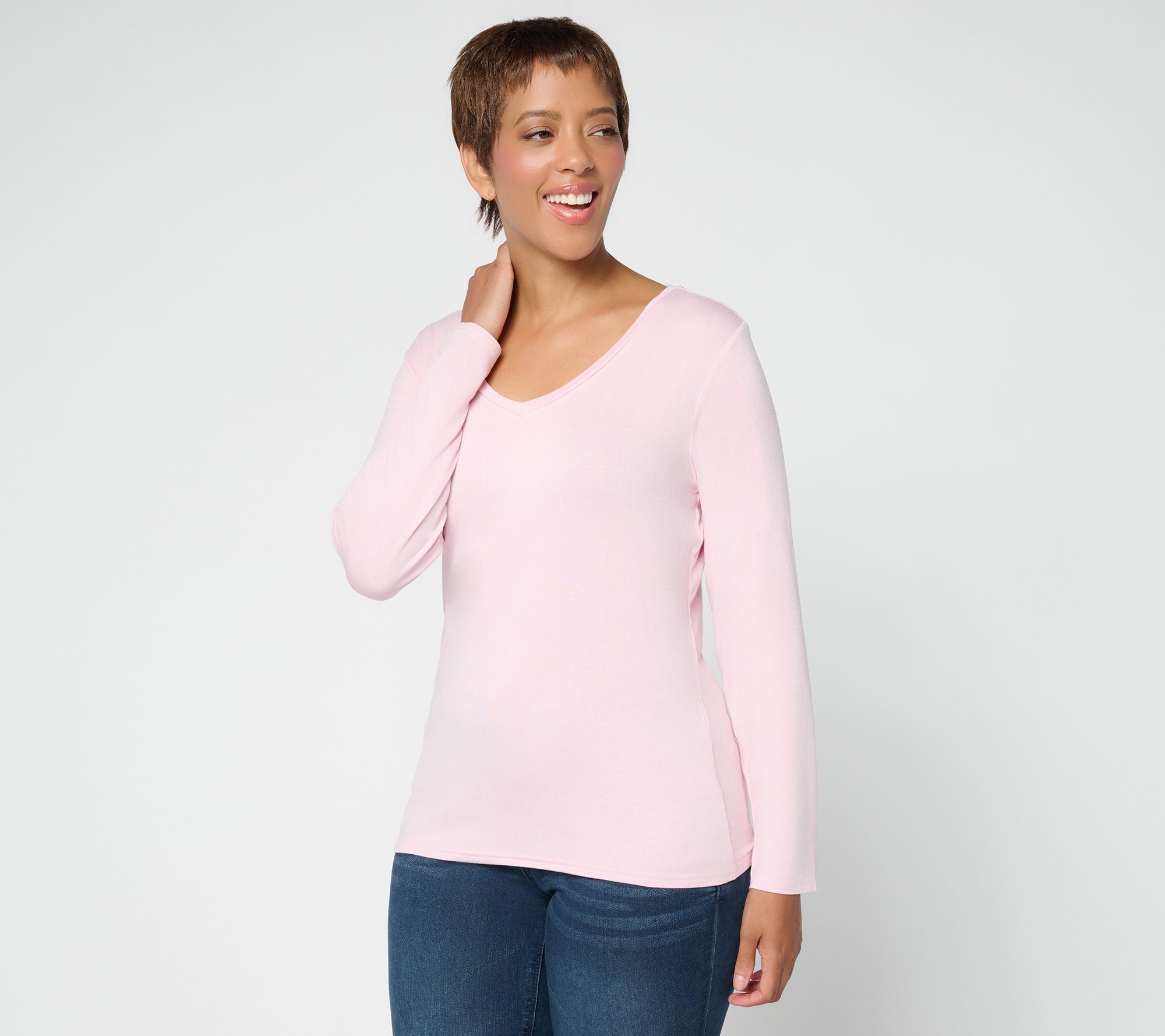 Felt Denim by Laurie Felt Rayon V -Neck Long Sleeve Top