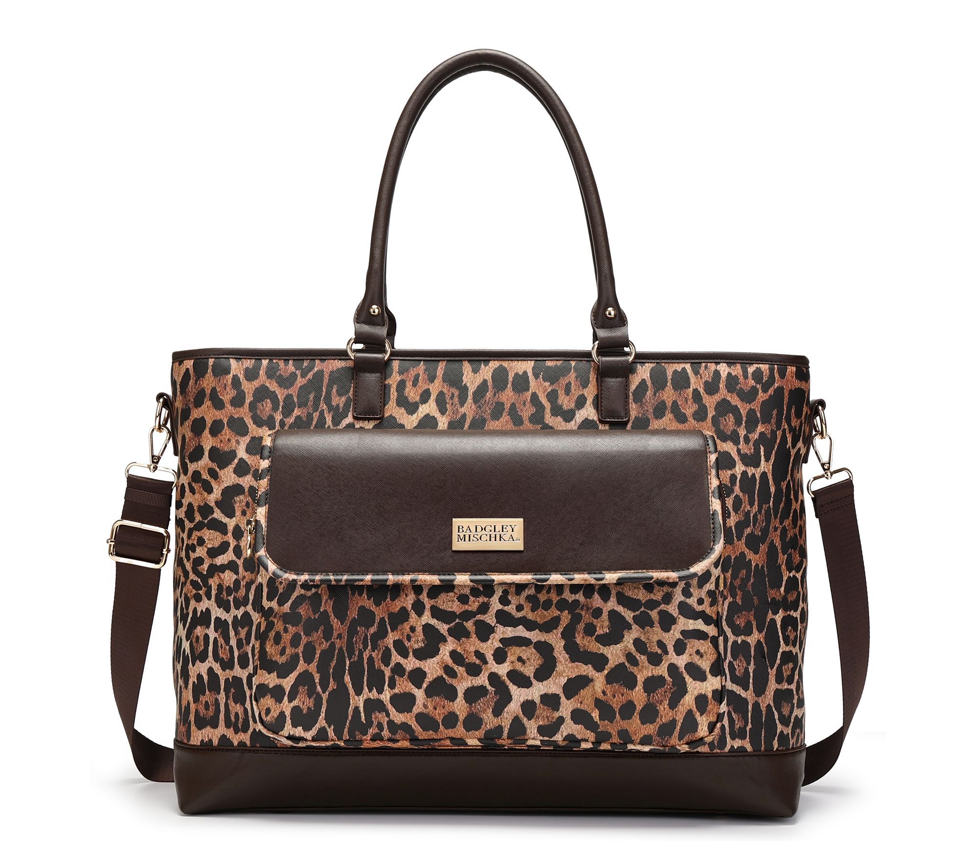Leopard Lux Vegan Leather Weekender Duffel with Trolley Sleeve