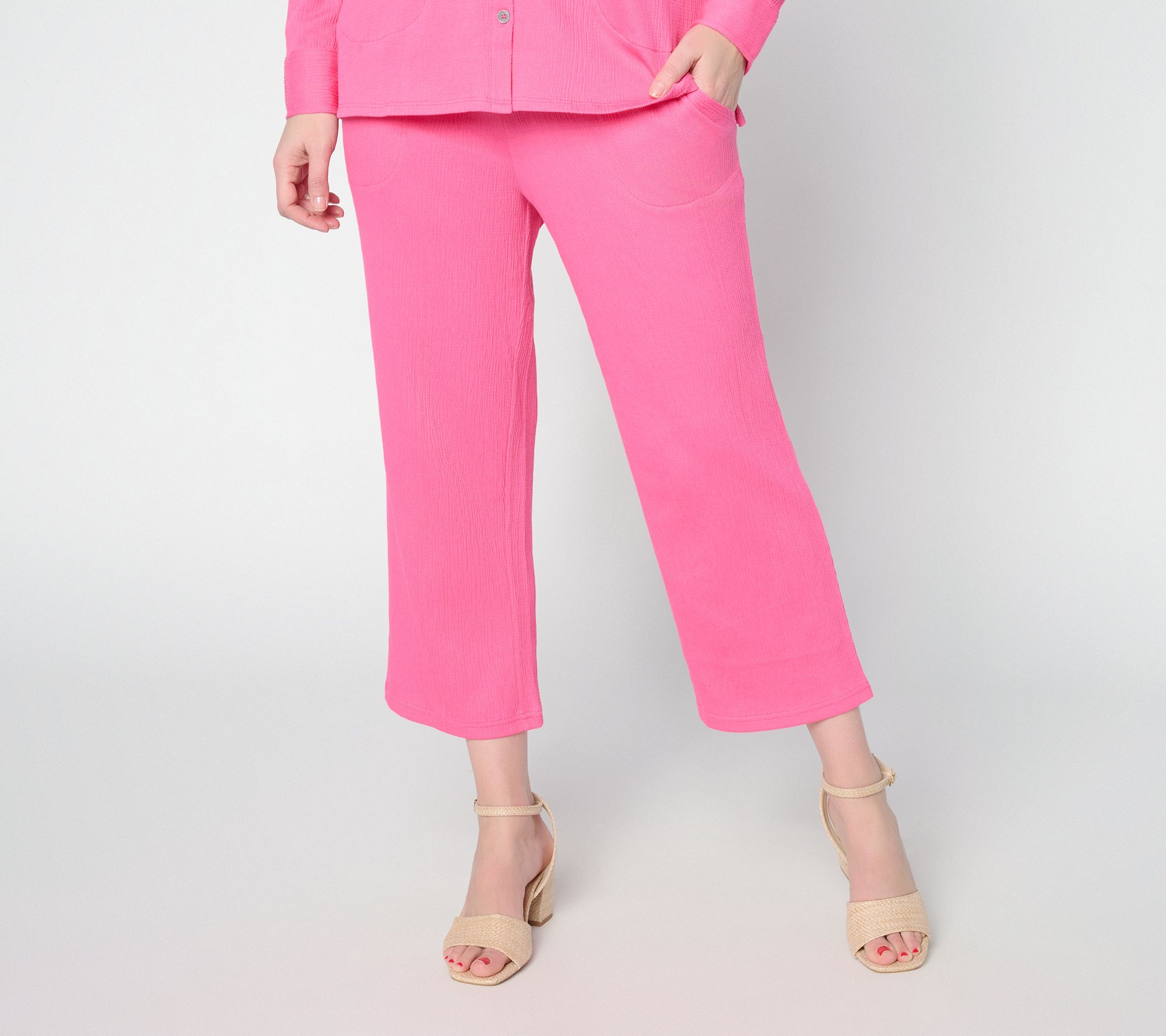 "As Is" Belle by Kim Gravel Reg Packabelle Solid Cropped Relaxed Pant