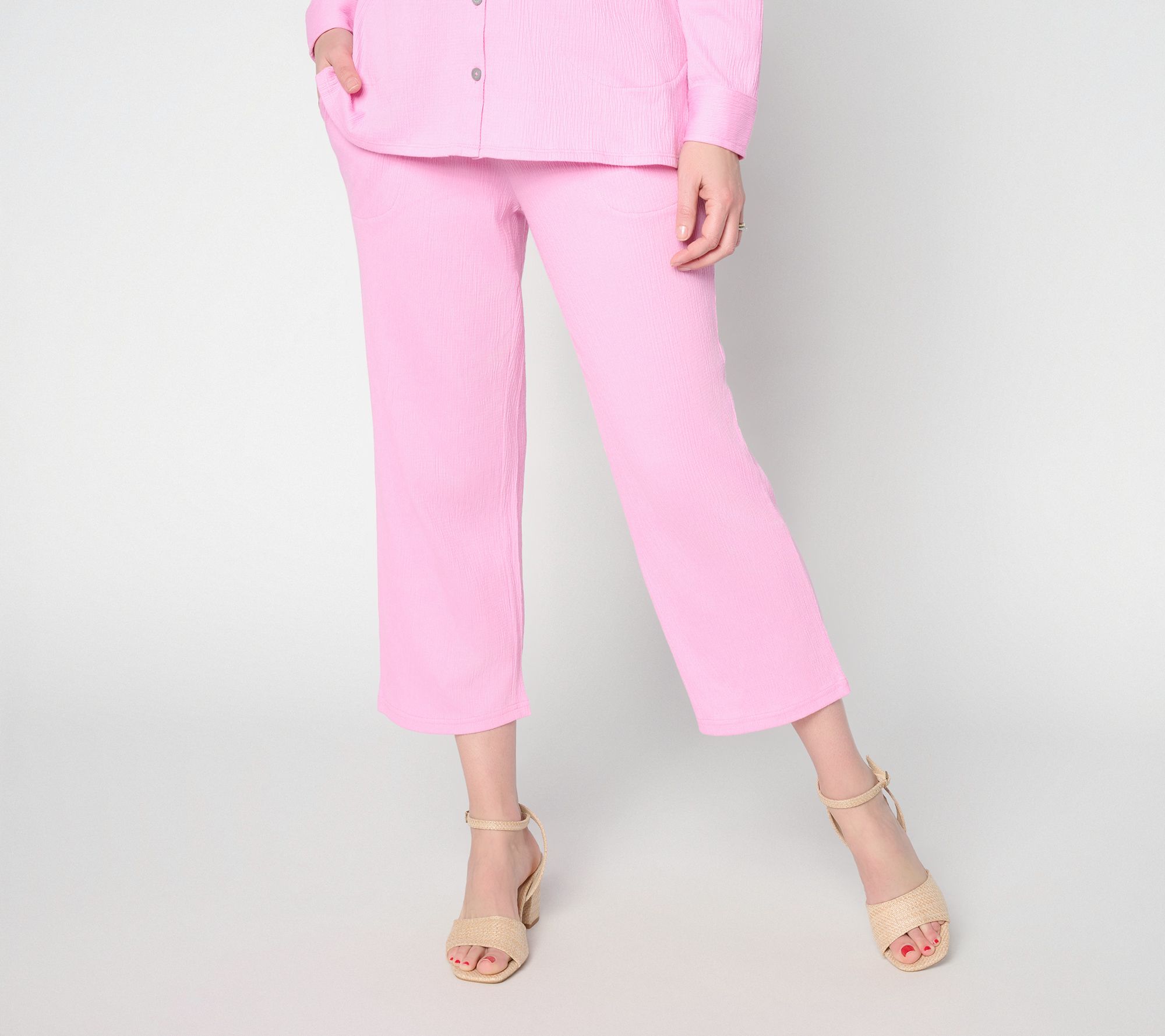 "As Is" Belle by Kim Gravel Reg Packabelle Solid Cropped Relaxed Pant