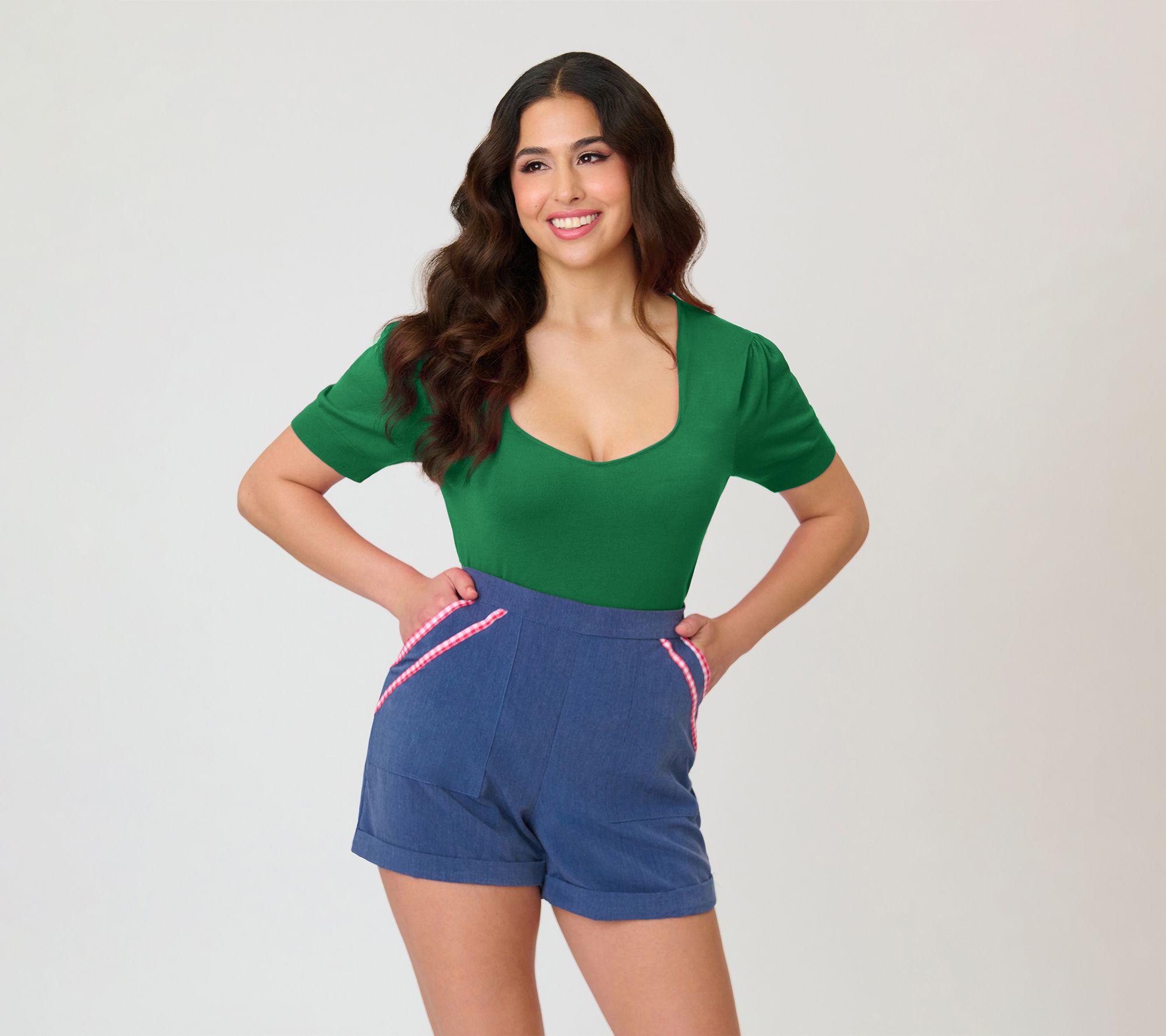 Unique Vintage Green Short Sleeve Sweater