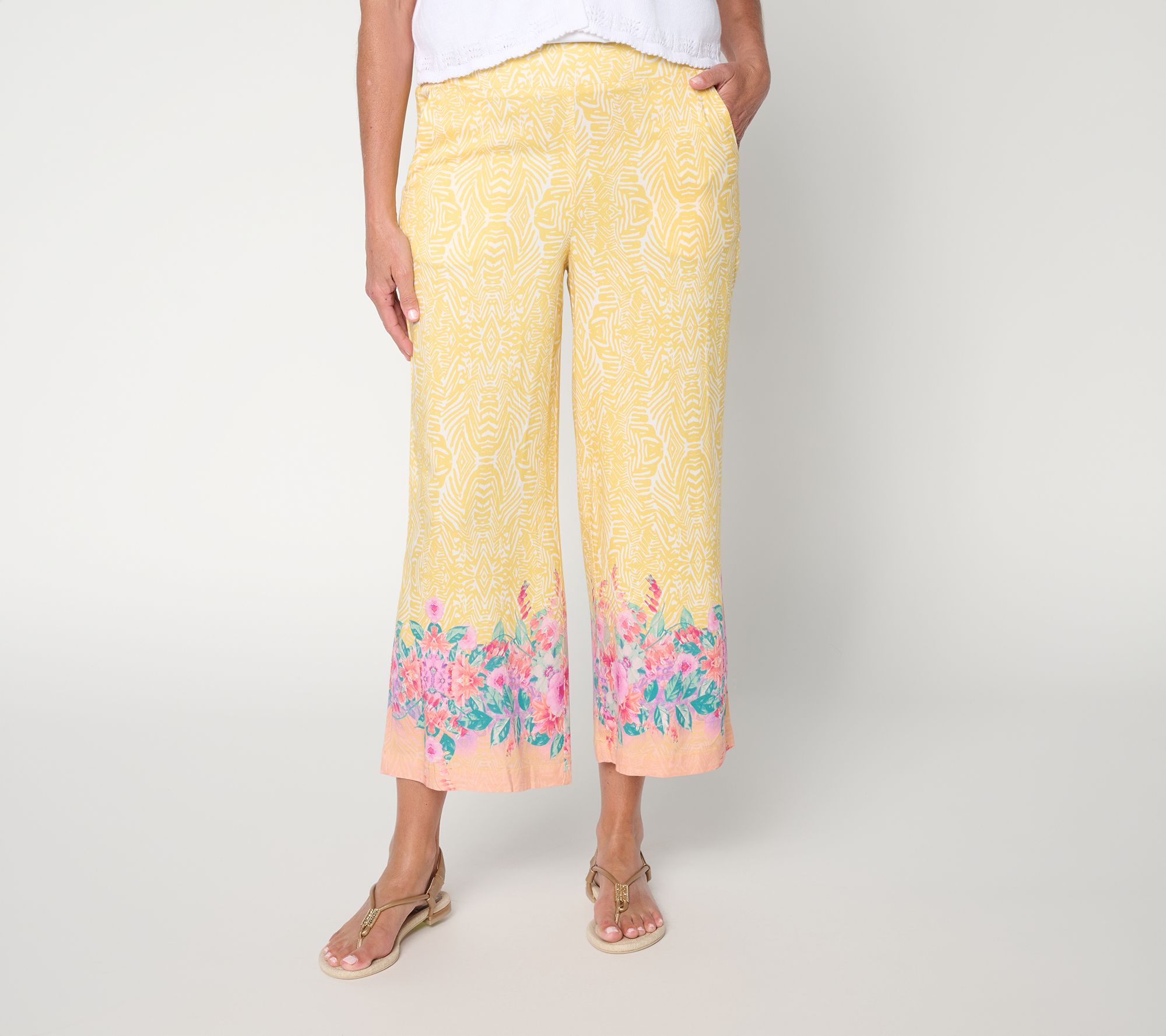 "As Is" nicole by Nicole Miller Reg Print Stretch Cropped Pants