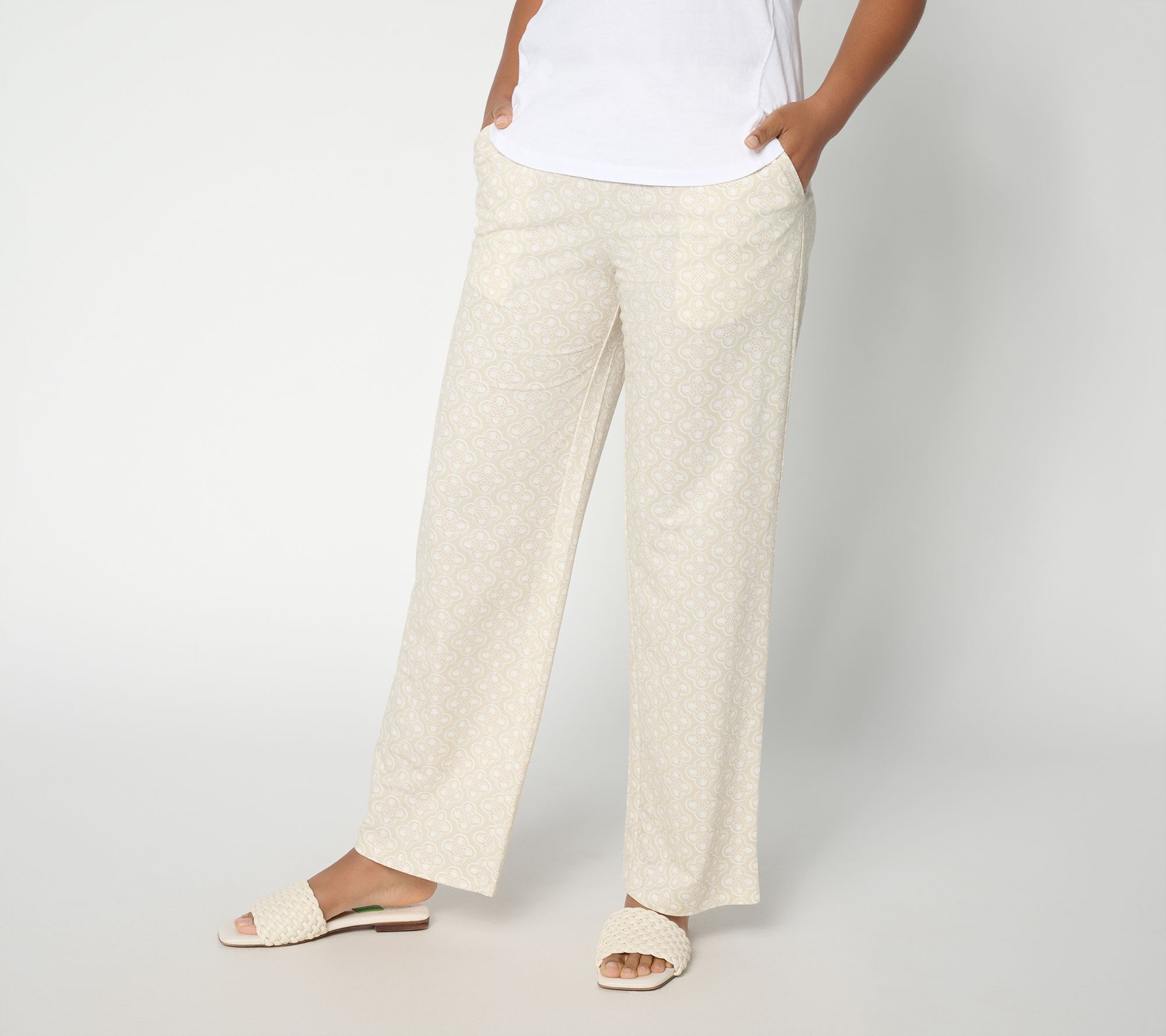 "As Is" Belle by Kim Gravel Petite Cabana Knit Tile Beach Pant