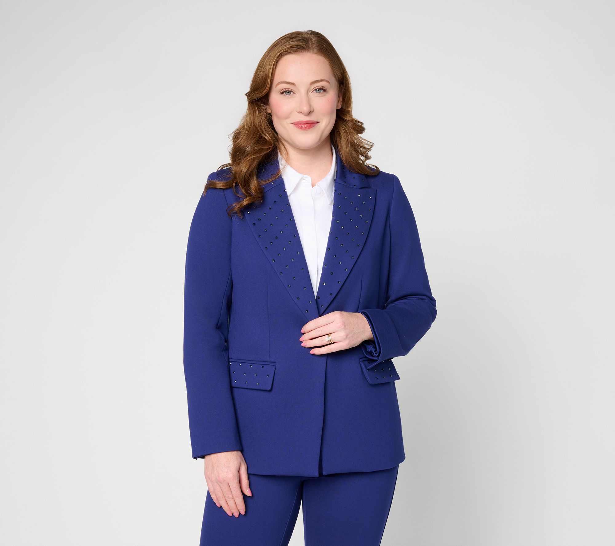"As Is" Nicole by Nicole Miller Embellished Ponte Blazer