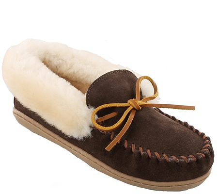 Minnetonka Leather Moccasin Slippers - Alpine - QVC.com