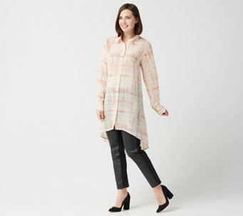Lisa Rinna Collection Printed Woven Button Front Tunic - A351127