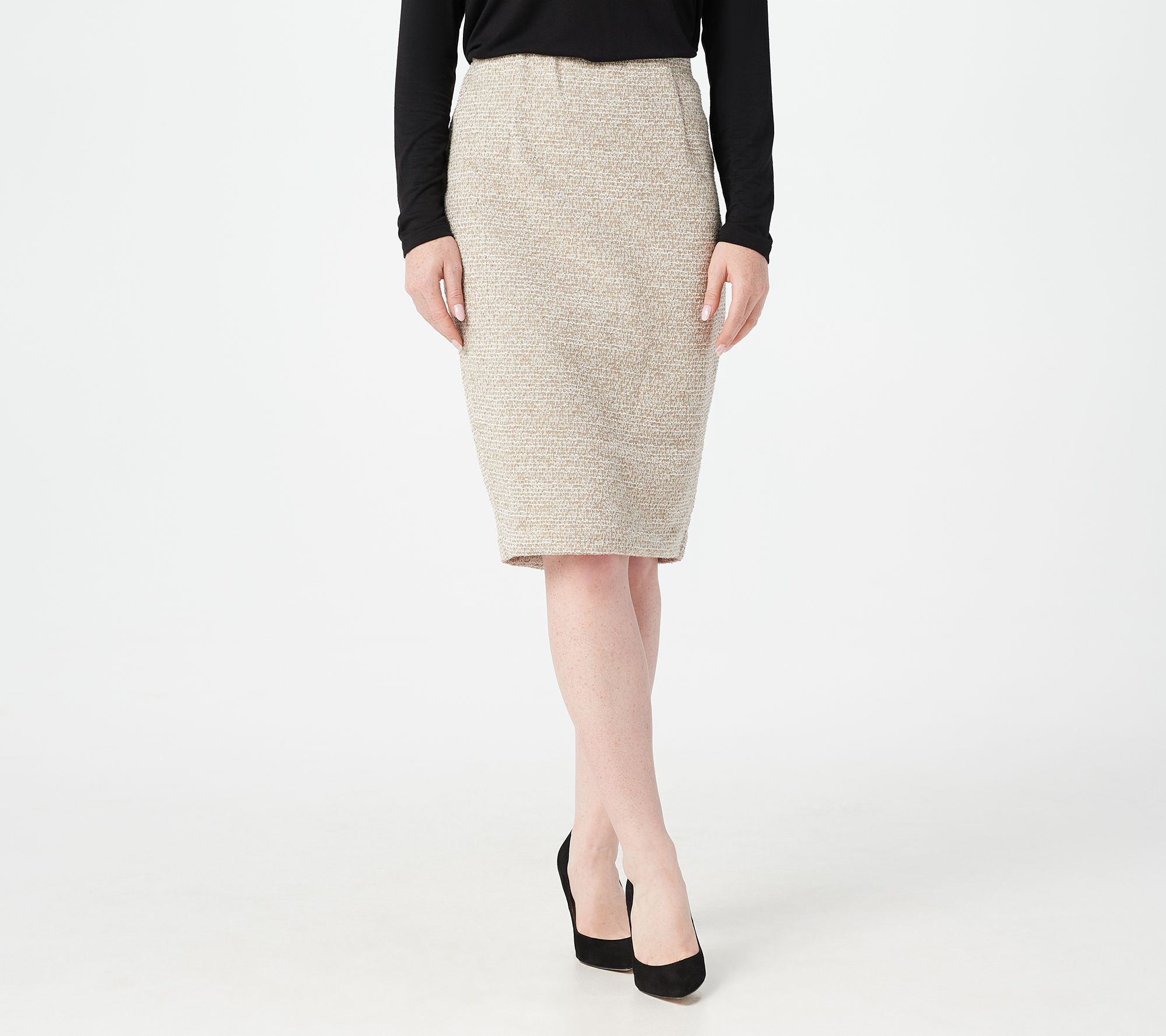 mid length pleated skirts qvc