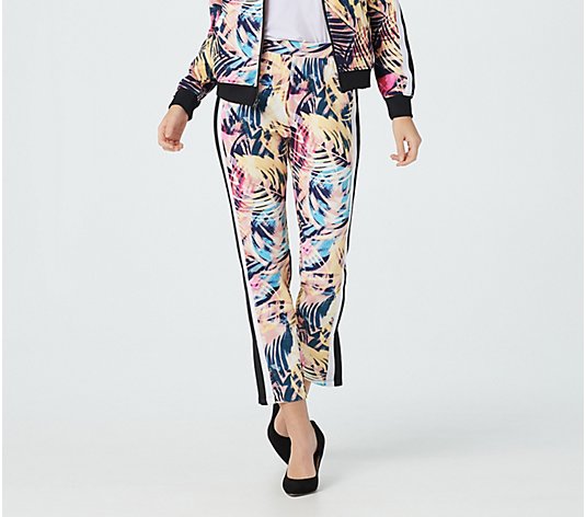 Lisa Rinna Collection Printed Tuxedo Stripe Ankle Pants