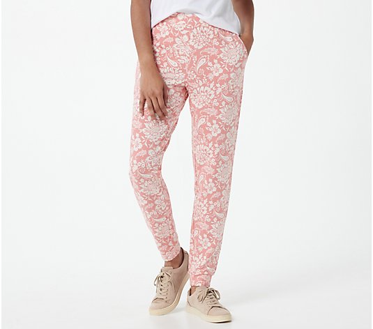 Denim & Co. Active Petite Printed French Terry Joggers