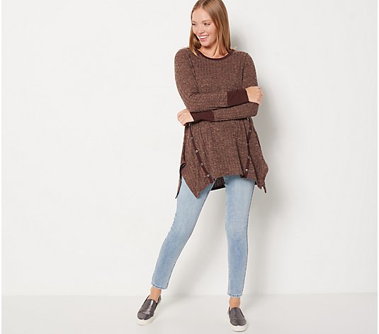 Truth + Style Rib Knit Tunic with Contrast Trim