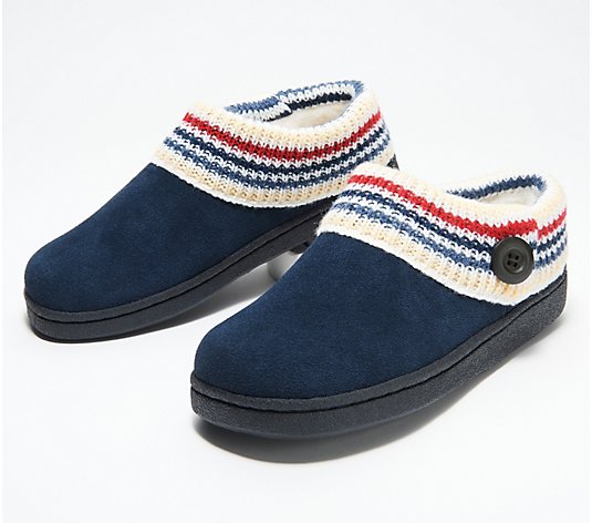 Clarks Suede Slippers with Sweater Trim