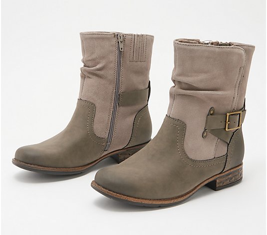 Earth Origins Leather & Suede Buckle Mid Boots - Avery