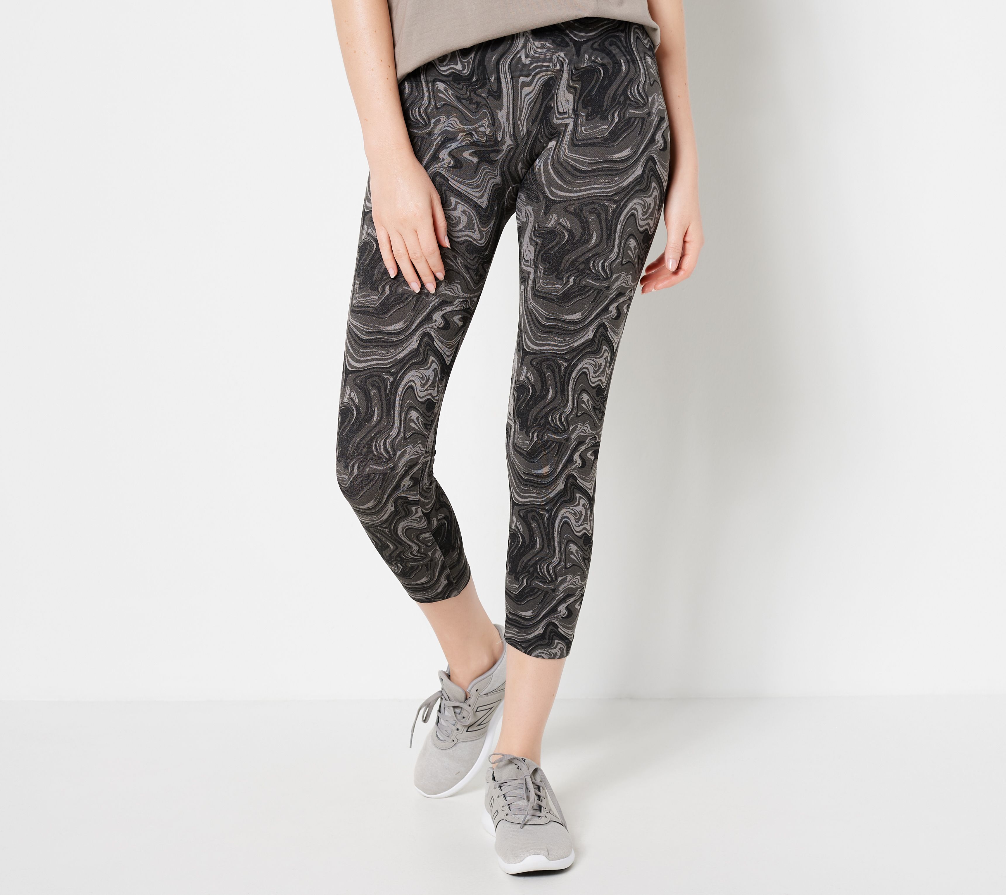  Grey Printed Yoga Leggings for Women Seamless Tummy
