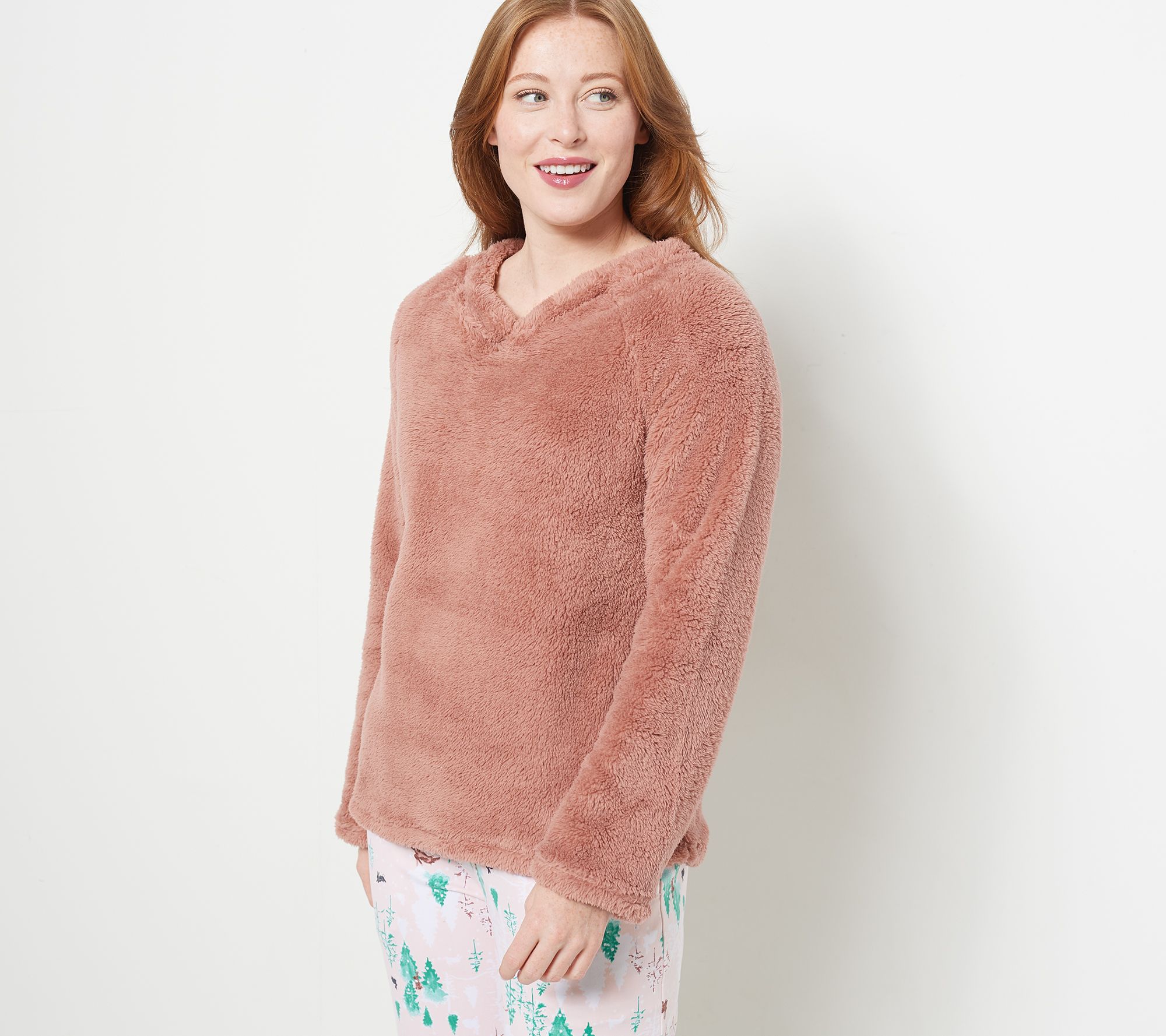 Cuddl Duds Cozy Sherpa Top and Jersey Pants Pajama Set