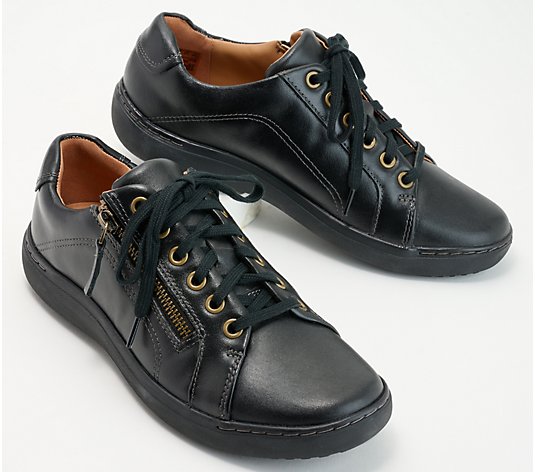 Men Casual Platform Shoes Athletic Leather Sneakers Lace Up Zipper Walking Shoes 