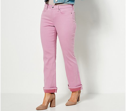 NYDJ Barbara Bootcut Ankle Jeans w/ Contrast Cuff- Dawn Pink
