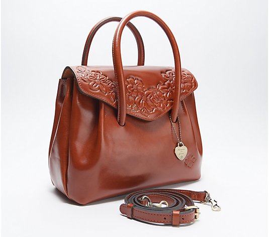 Patricia Nash Leather Notely Satchel with Heart Charm