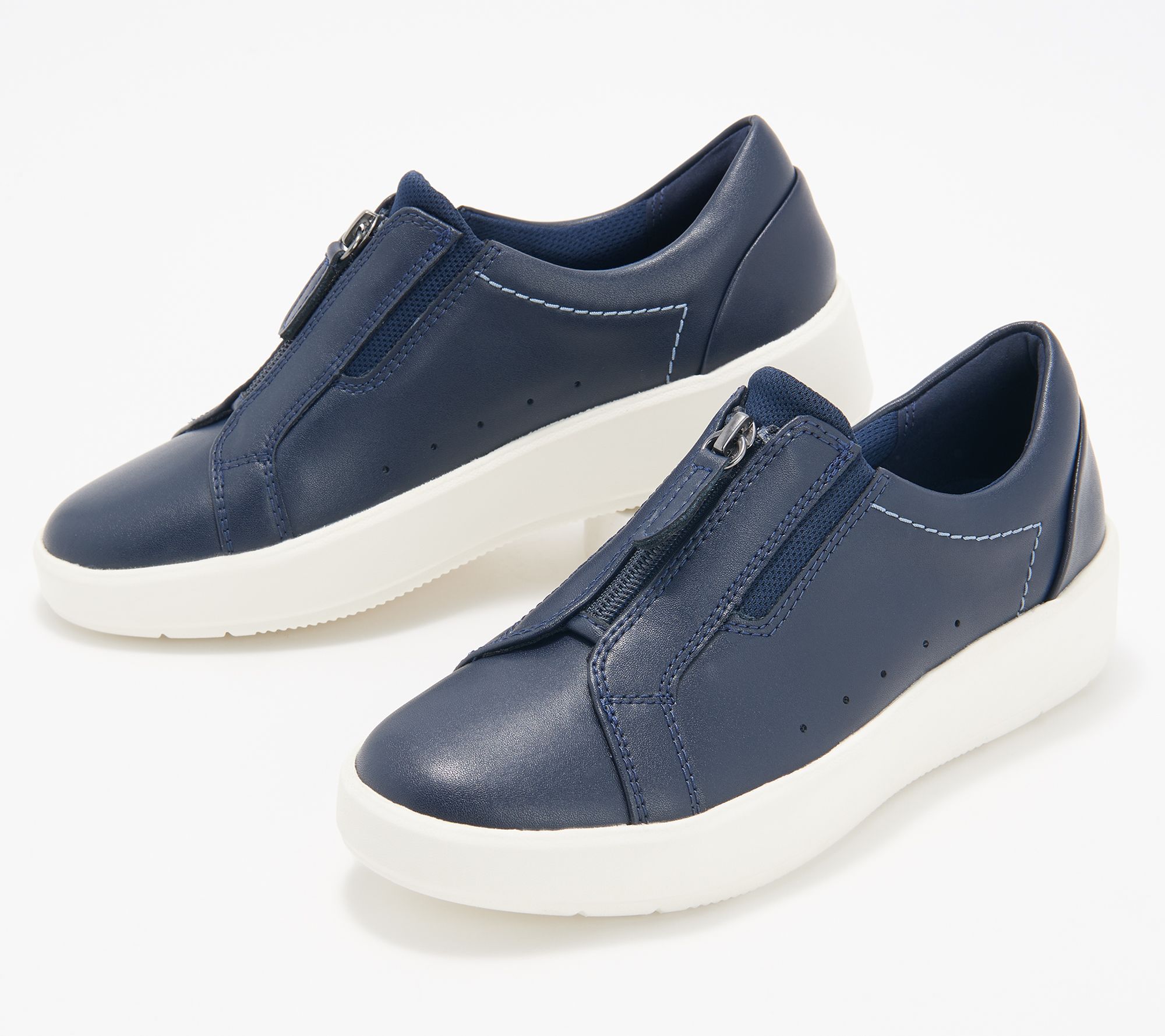 årsag Legitimationsoplysninger Undertrykke Clarks Collection Leather/Suede Zipper Sneakers - Layton Rae - QVC.com