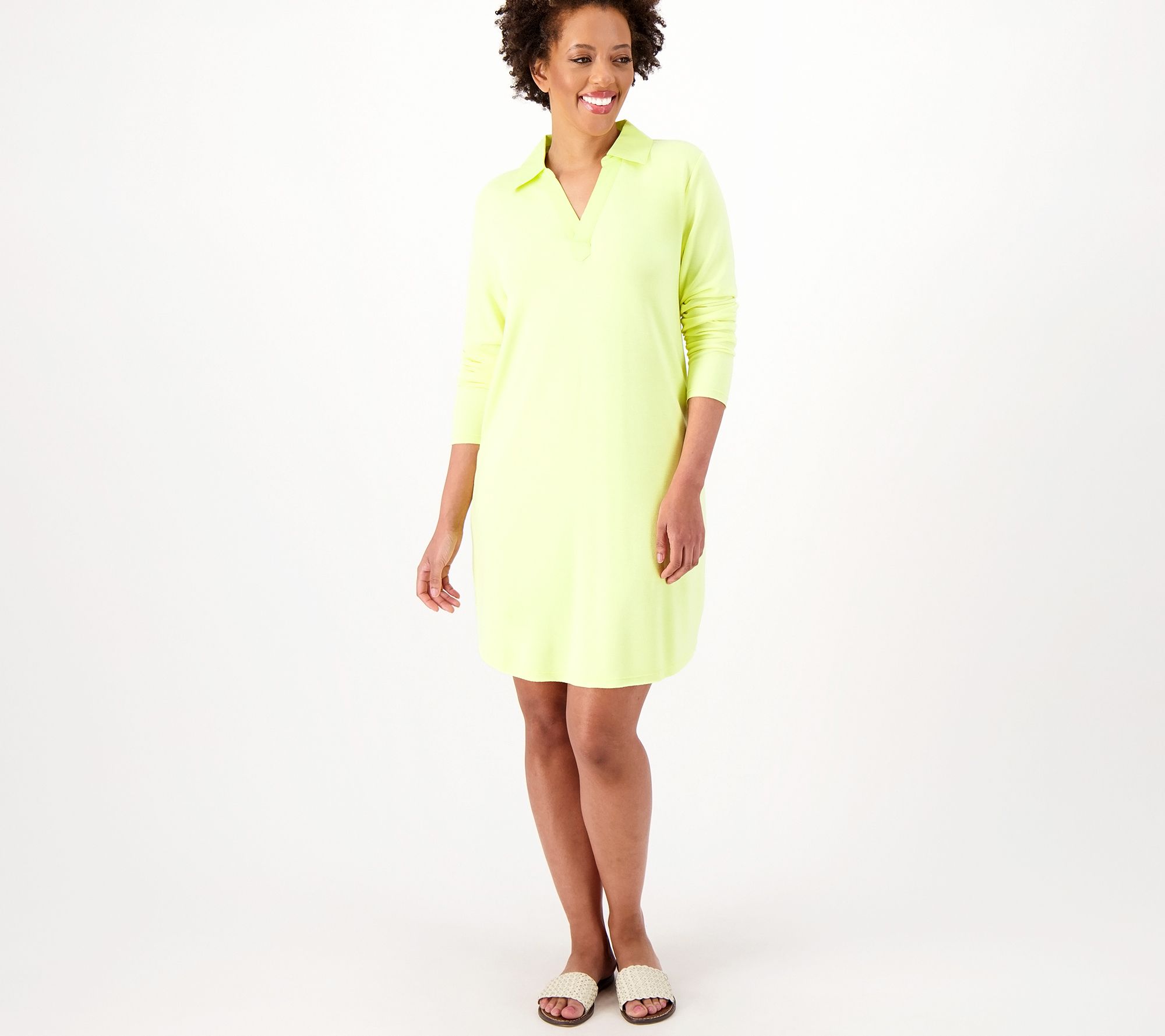 Candace Cameron Bure Collared Y-Neck Shirt Dress