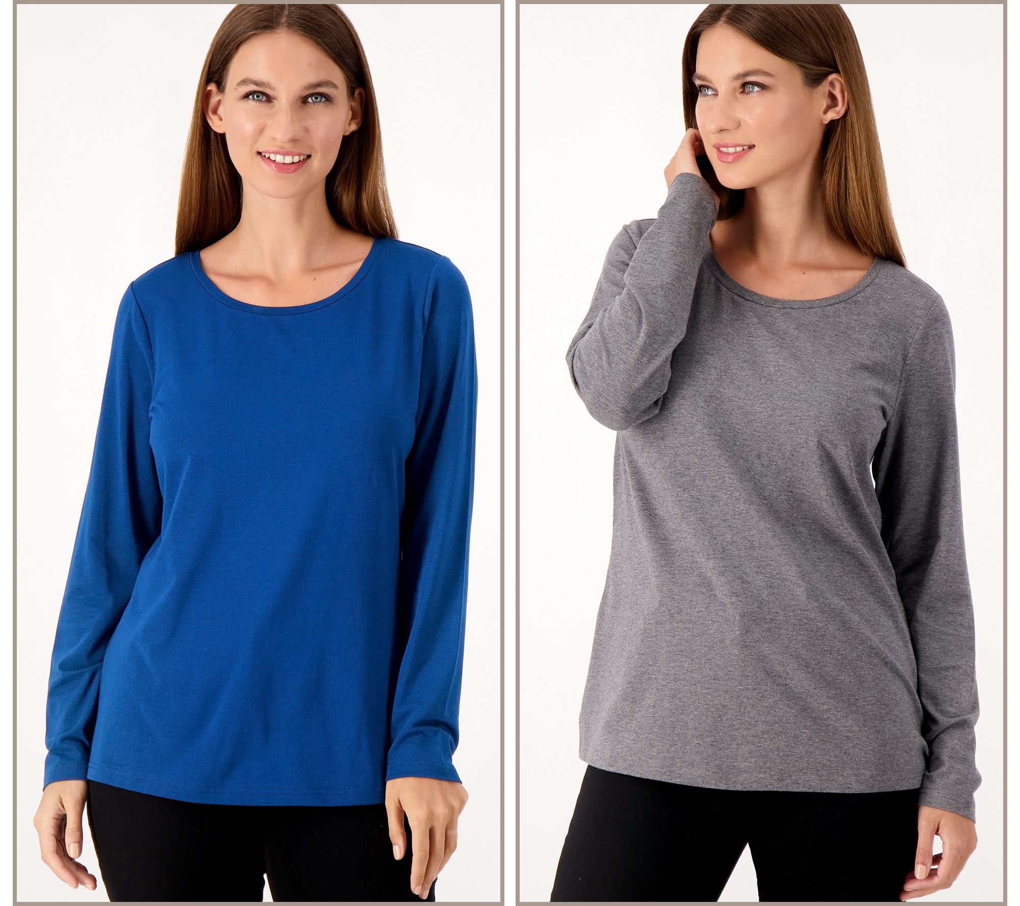 Belle by Kim Gravel TripleLuxe Knit Set of 2 Long- Sleeve Tops