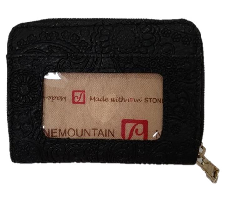 Stone Mountain Paisley Embossed SLG Wristlet Wallet, Black/Tan