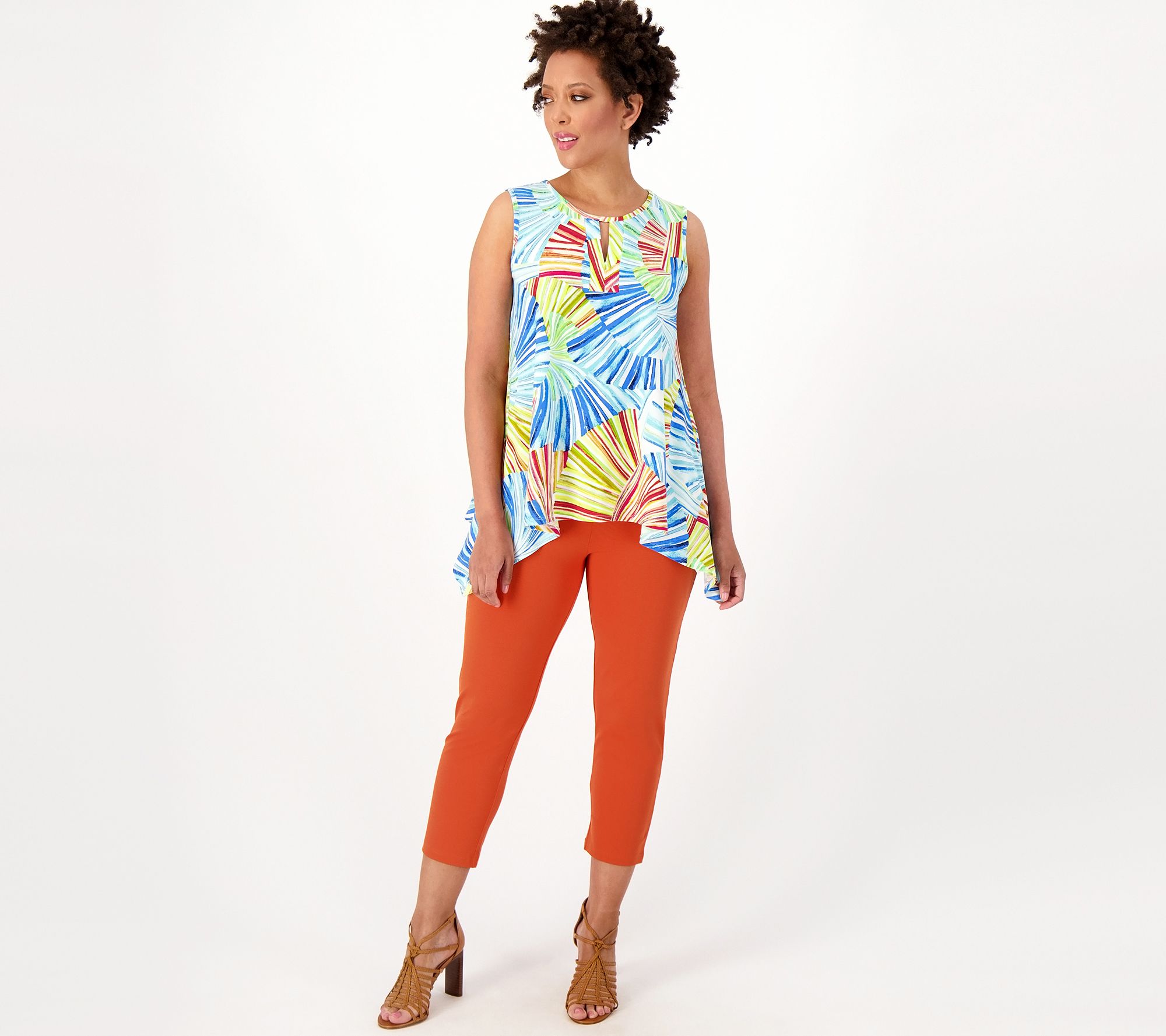 Sport Savvy Petite Printed Jersey Tunic w/Solid Bike Short Set