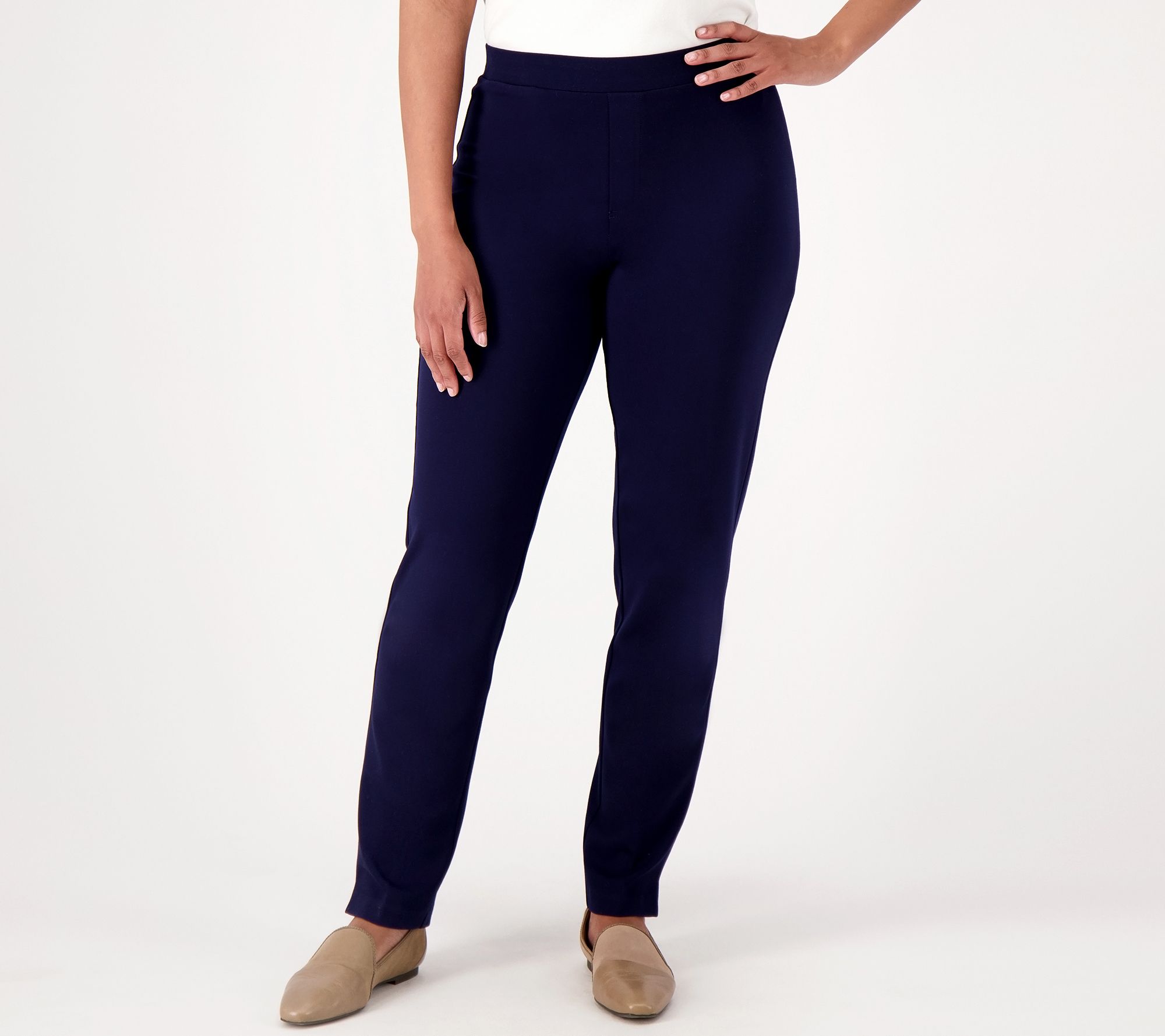 "As Is" Susan Graver Everyday Reg Supreme Knit Slim Leg Pull On Pants