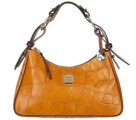 Dooney & Bourke Croco Embossed Leather Large Hobo Bag - Page 1 — QVC.com
