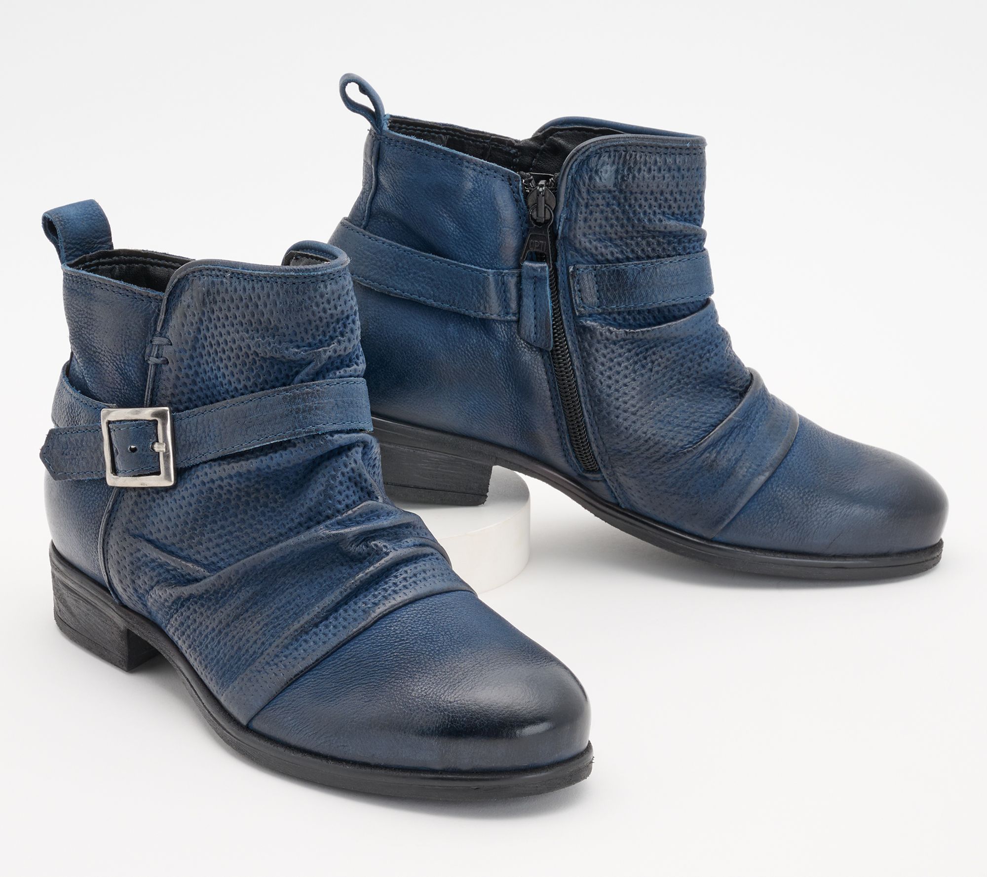 Miz Mooz Wide Width Leather Ankle Boots with Buckle - Suzy