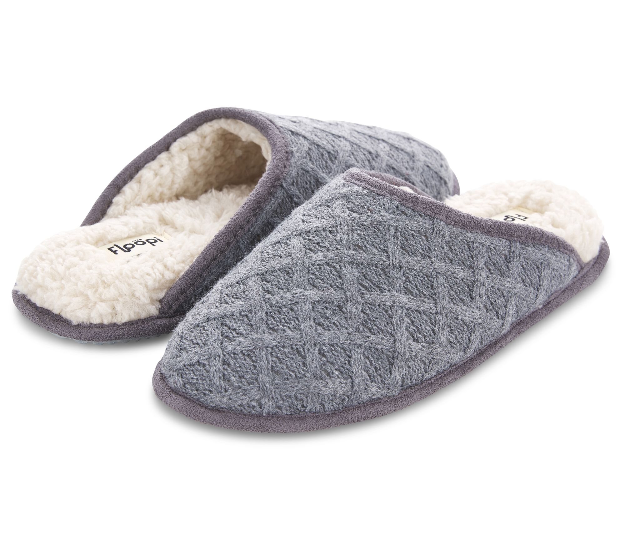 Floopi Women's Isabel Lattice Knit Scuff Slippers