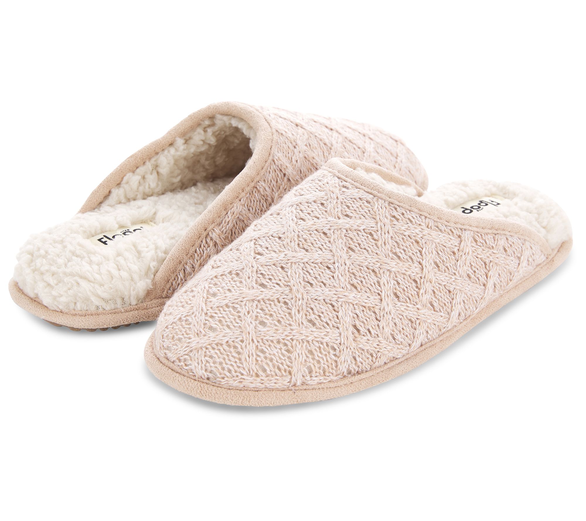 Floopi Women's Isabel Lattice Knit Scuff Slippers