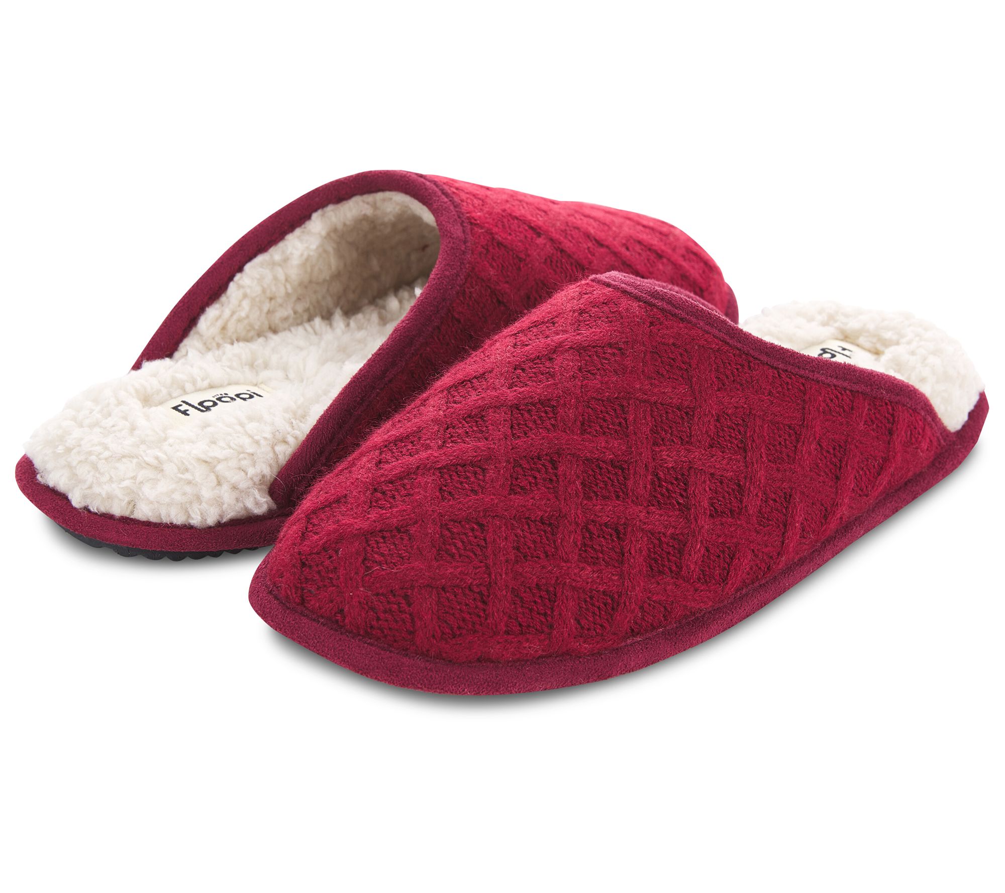 Floopi Women's Isabel Lattice Knit Scuff Slippers