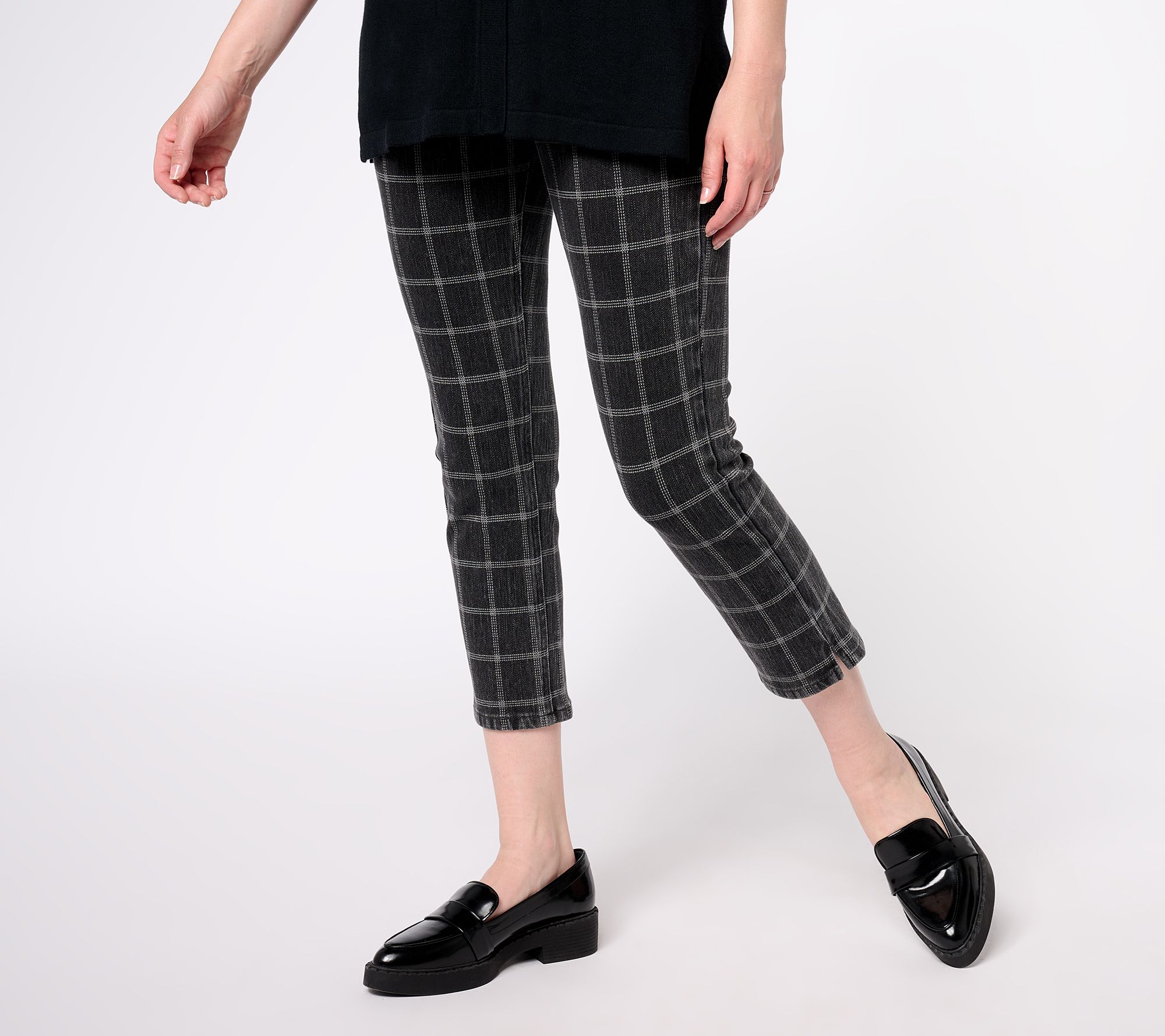 Isaac Mizrahi Live! Tall Knit Denim Pull on Crop Slim Jeans