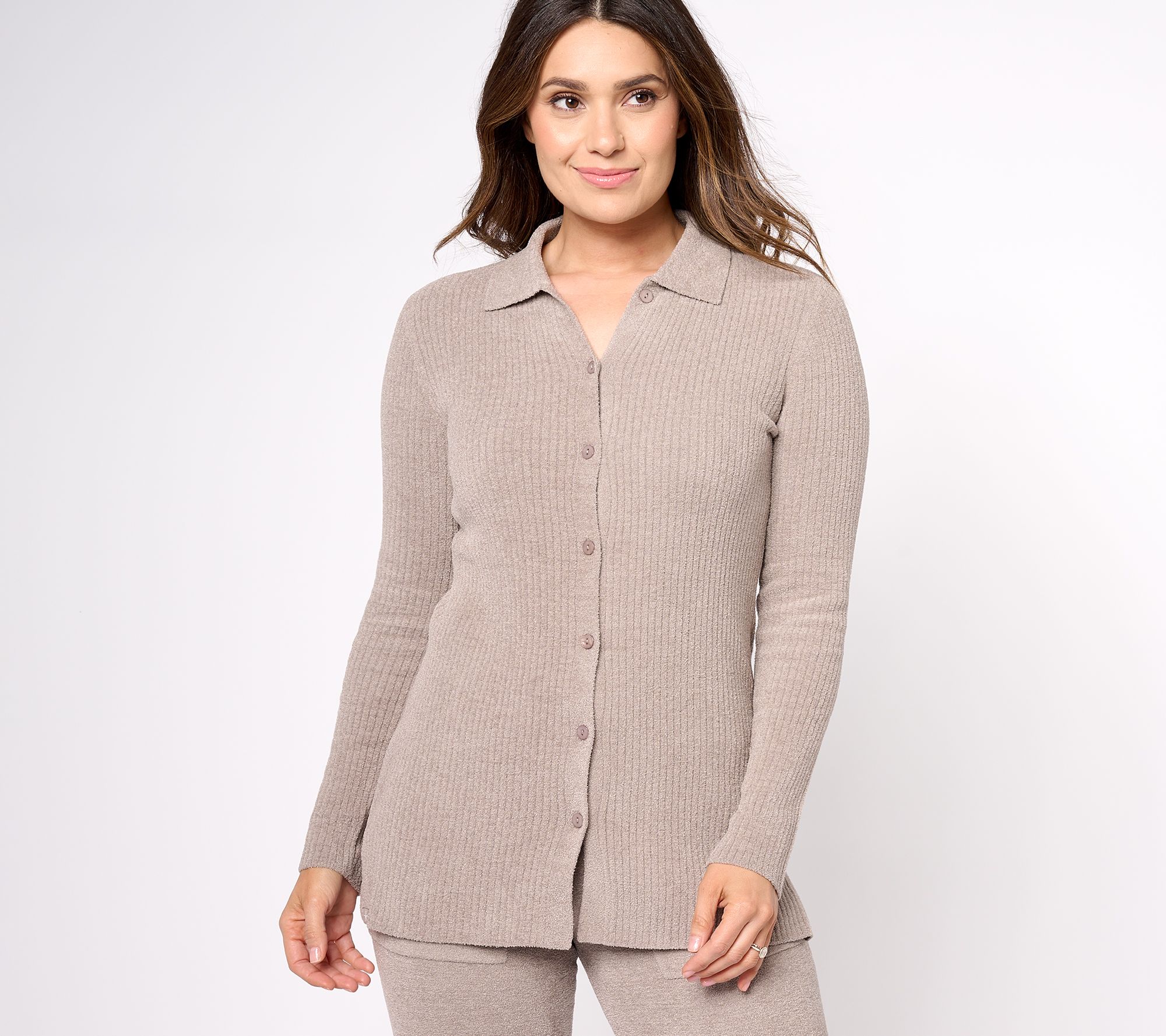 Barefoot Dreams Cozy Chic Ultra Lite Ribbed Button Down Cardigan 