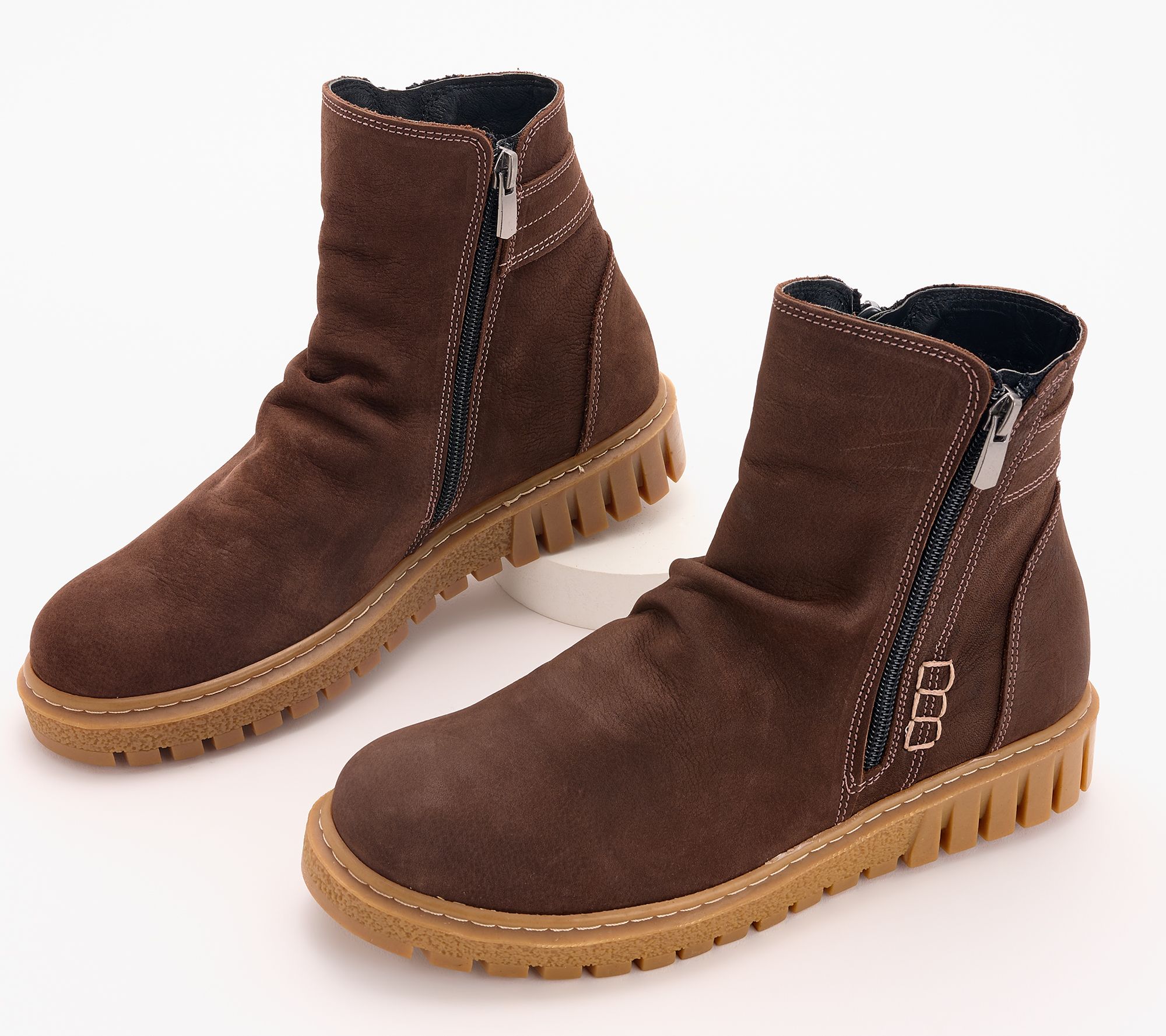 Spring Step Leather Ruched Ankle Boots - Addlyn