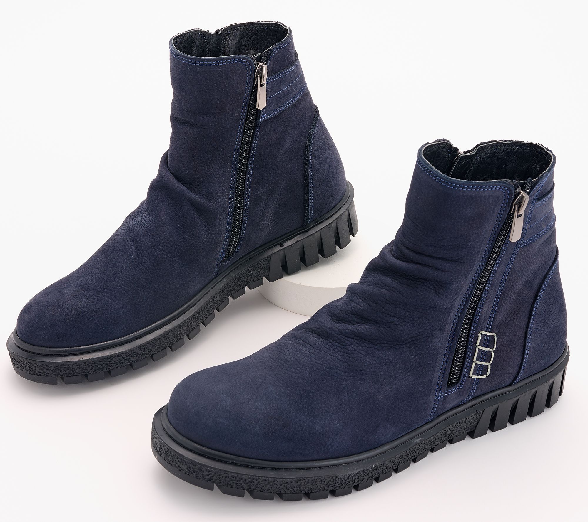 Spring Step Leather Ruched Ankle Boots - Addlyn