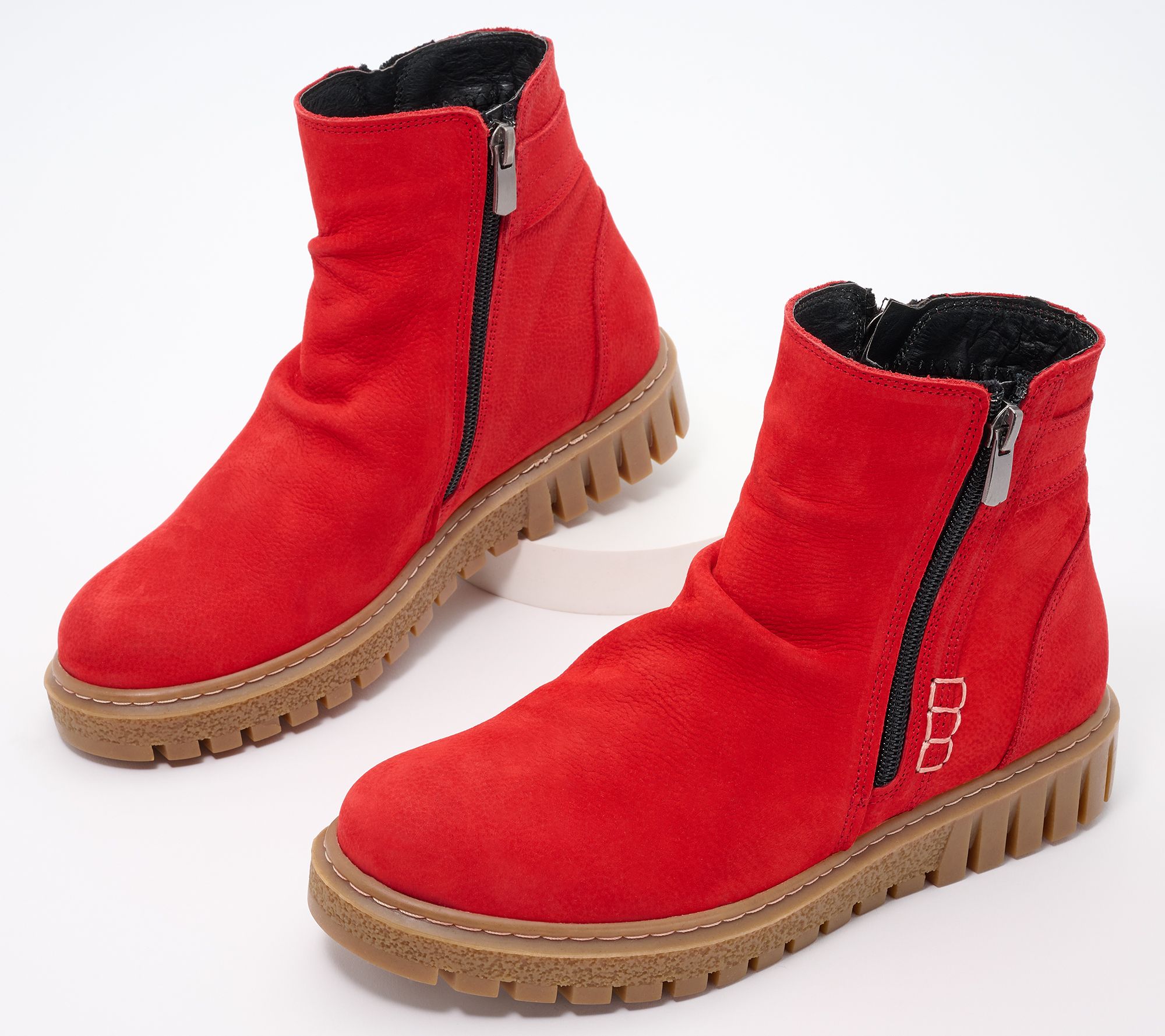 Spring Step Leather Ruched Ankle Boots - Addlyn