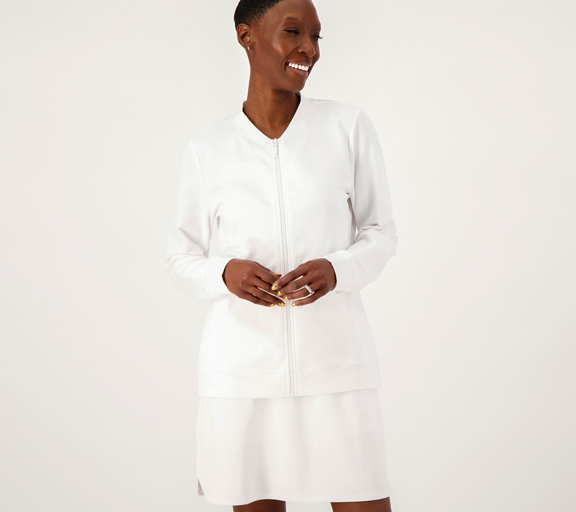 "As Is" Denim & Co. Active French Terry Zip Jacket with Kangaroo Pocket