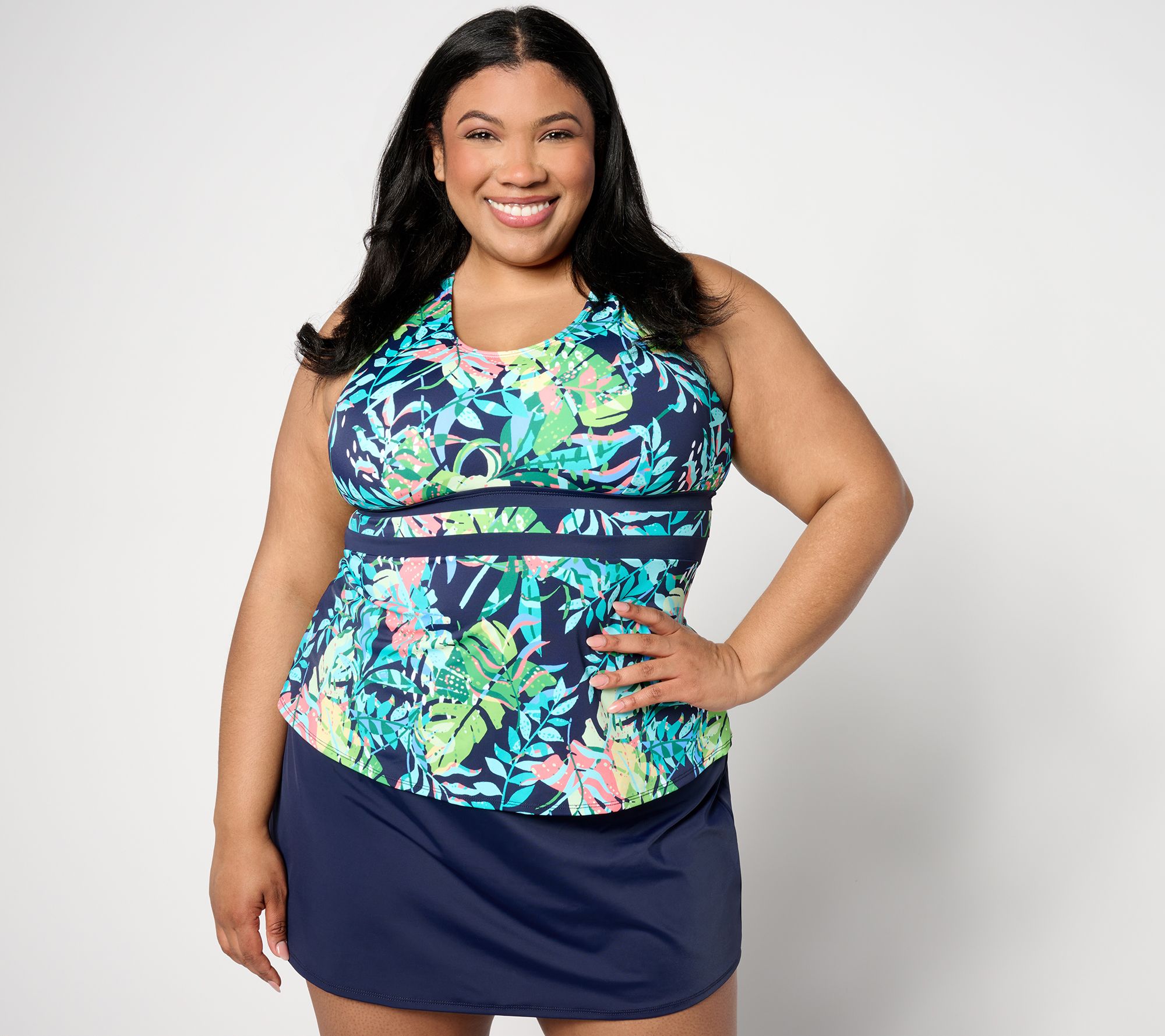 Denim & Co. Beach Tankini w/ Skirt