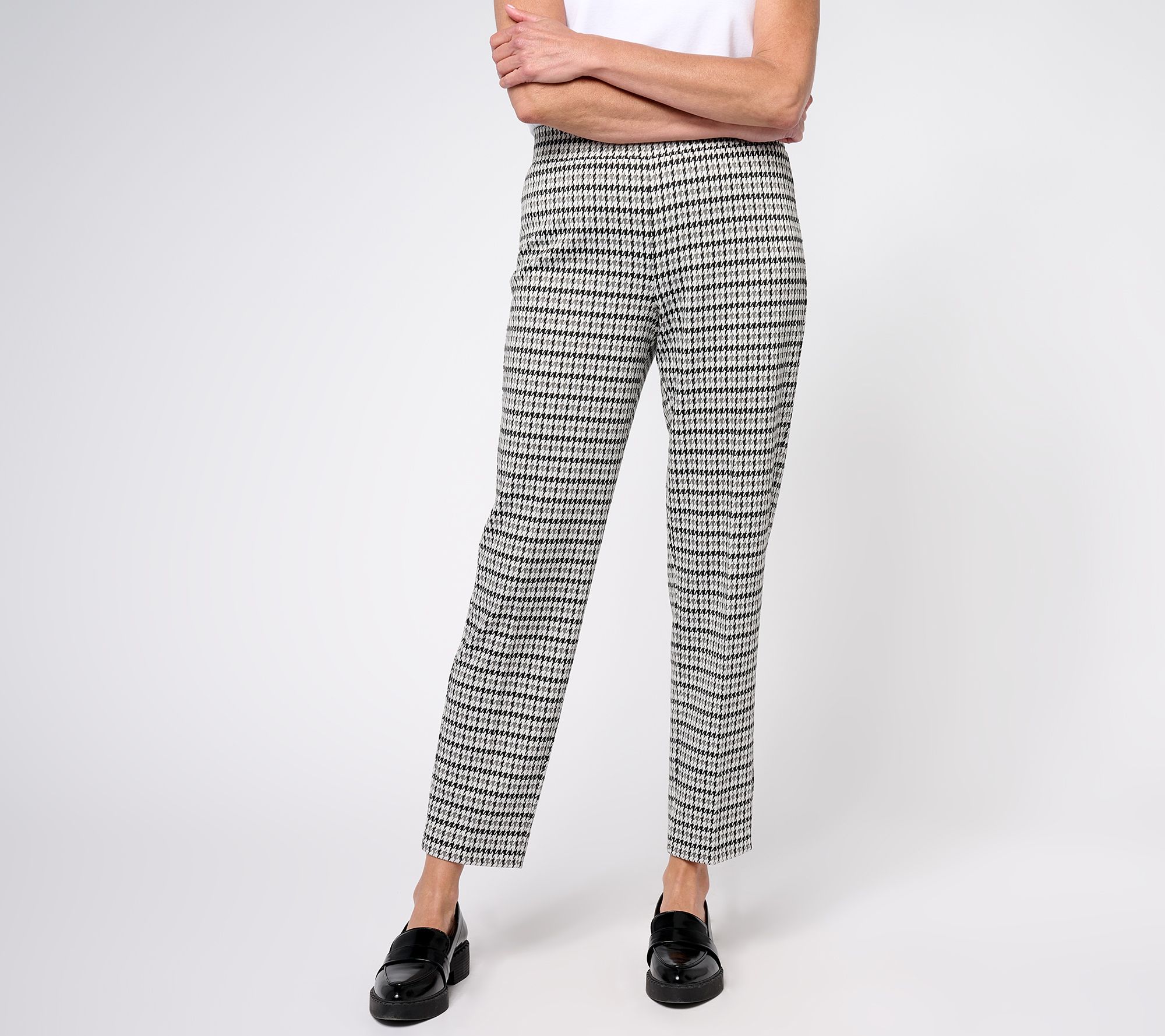 "As Is" GRAVER Susan Graver Petite Jacquard Knit AVA Slim Ankle Pants