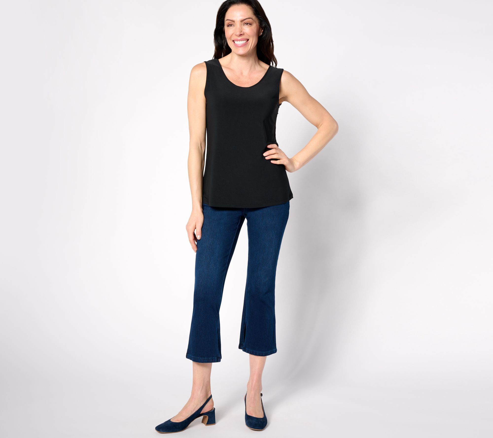 Belle By Kim Gravel Flexibelle Kickity Split Crop Jean - QVC.com