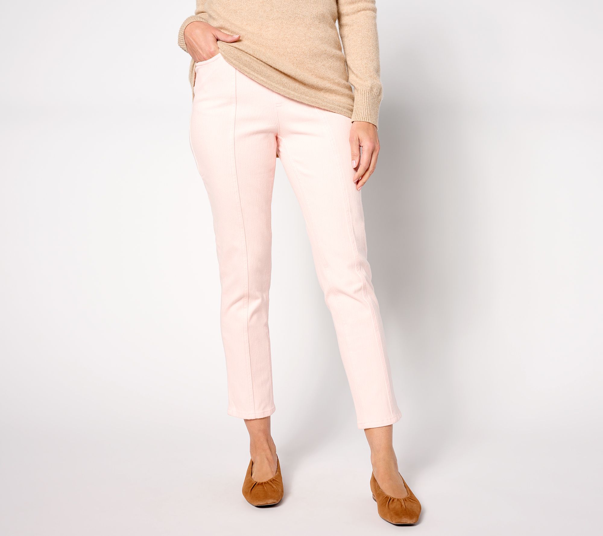 "As Is" Isaac Mizrahi Live! Petite Knit Denim Straight Leg Ankle Jeans