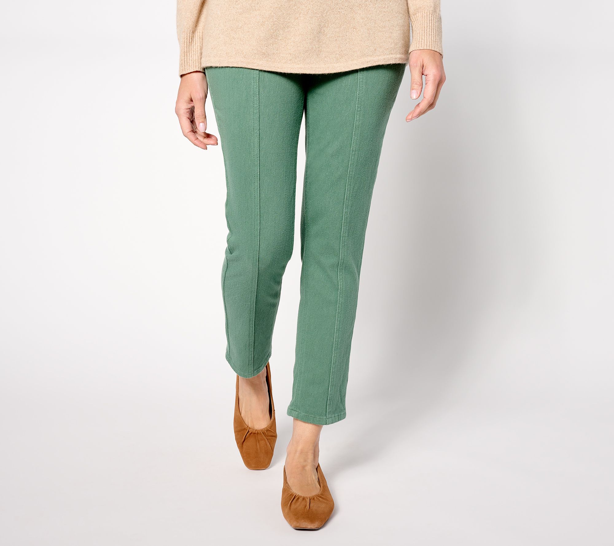 Isaac Mizrahi Live! Soho Petite Ribbed Velour Straight Leg Pant